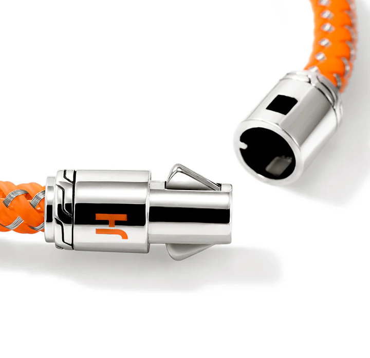 John Hardy Sterling Silver Orange Rubber and Enamel Bracelet - Image 3