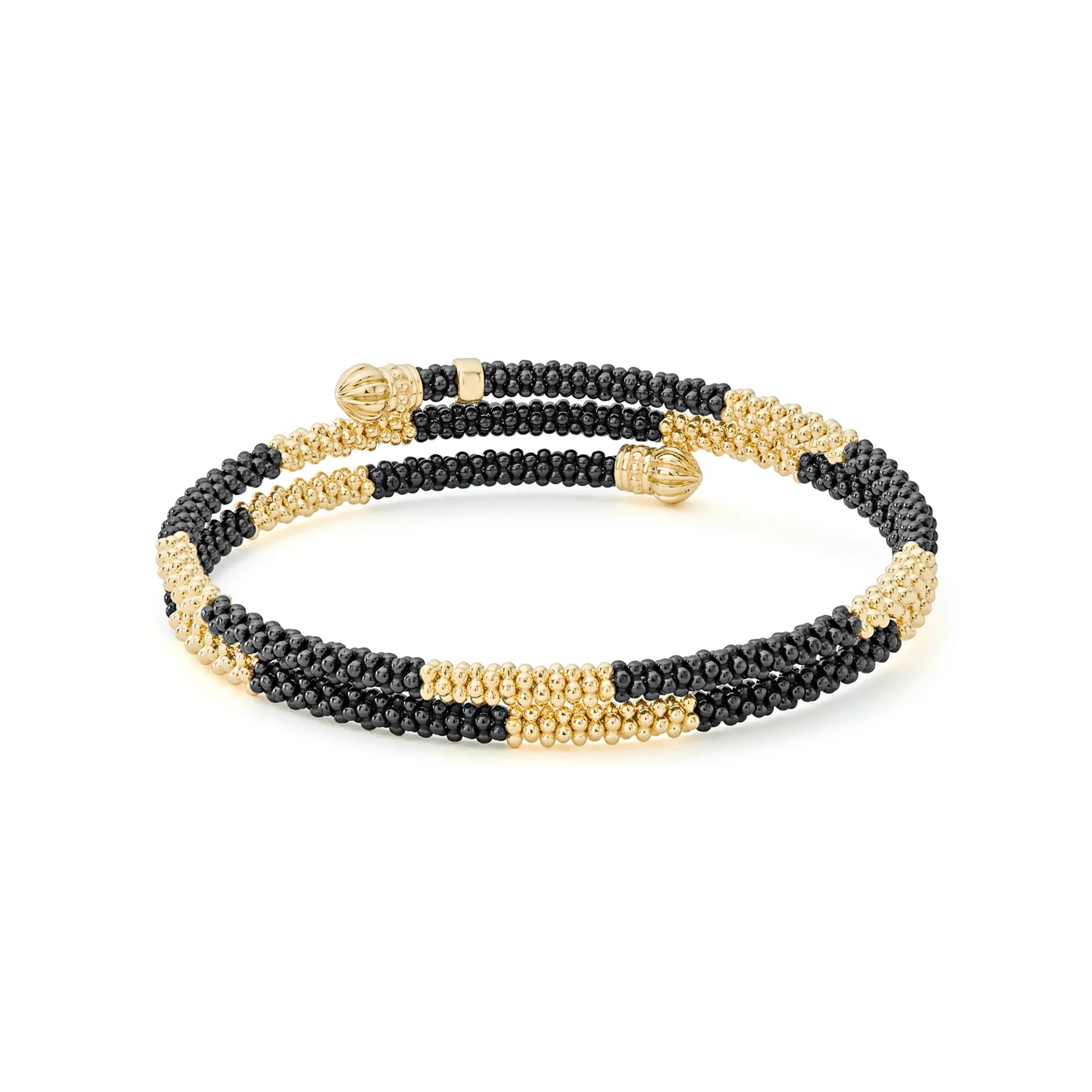 LAGOS Black Caviar 18K Gold Large Station Ceramic Wrap Bracelet - Image 2
