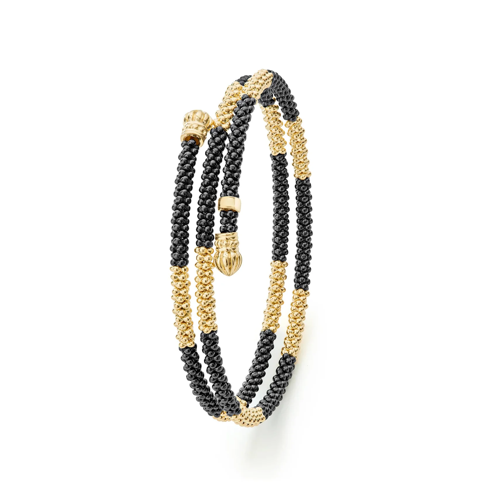 LAGOS Black Caviar 18K Gold Large Station Ceramic Wrap Bracelet - Image 3