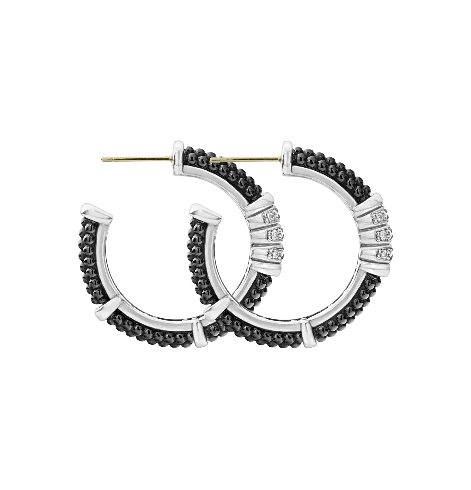 LAGOS Black Caviar Ceramic Beaded Hoop Earrings - Image 2