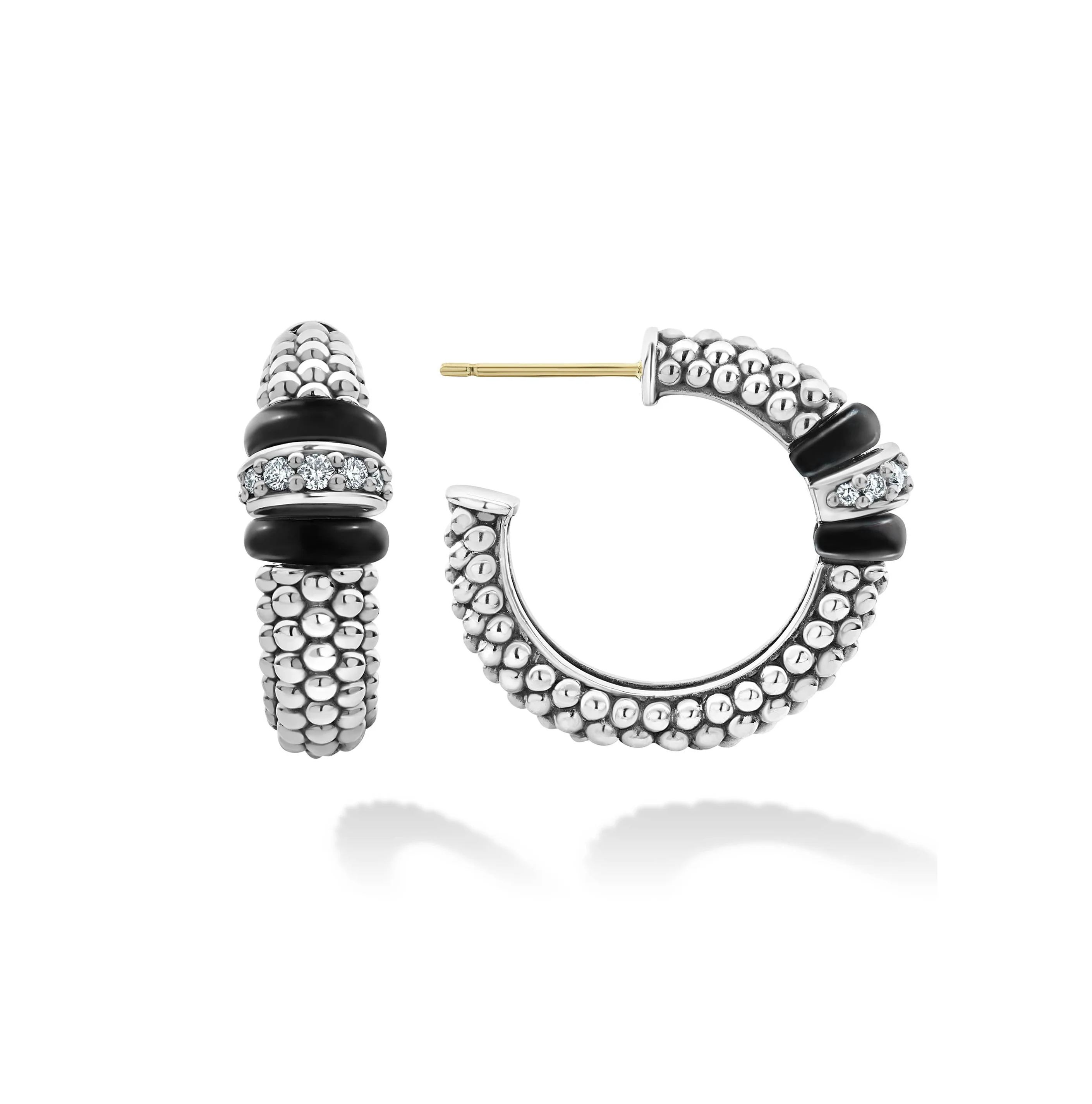 LAGOS Black Caviar Diamond Hoop Earrings