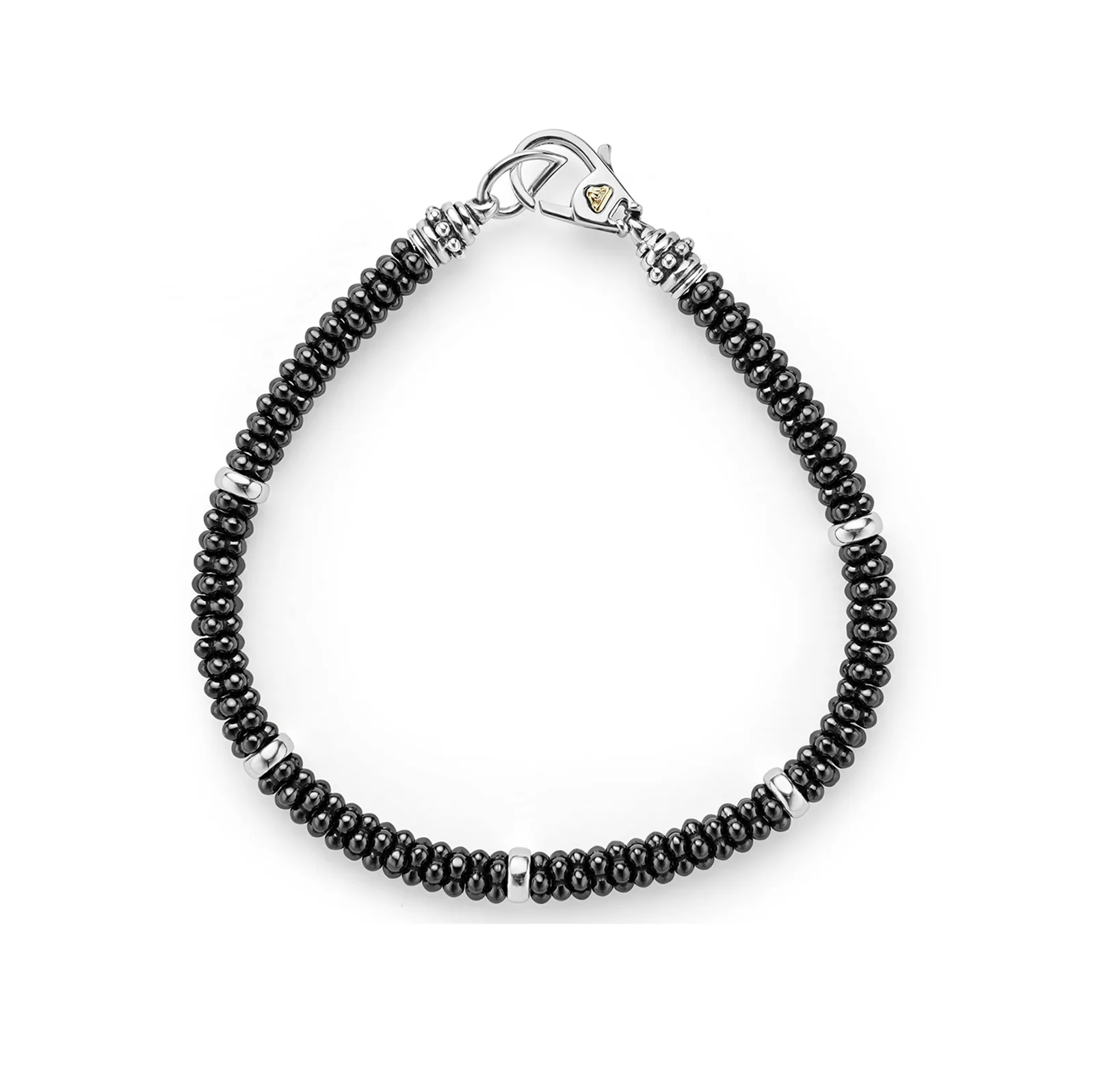 LAGOS Black Caviar Silver Five Station Ceramic Bracelet
