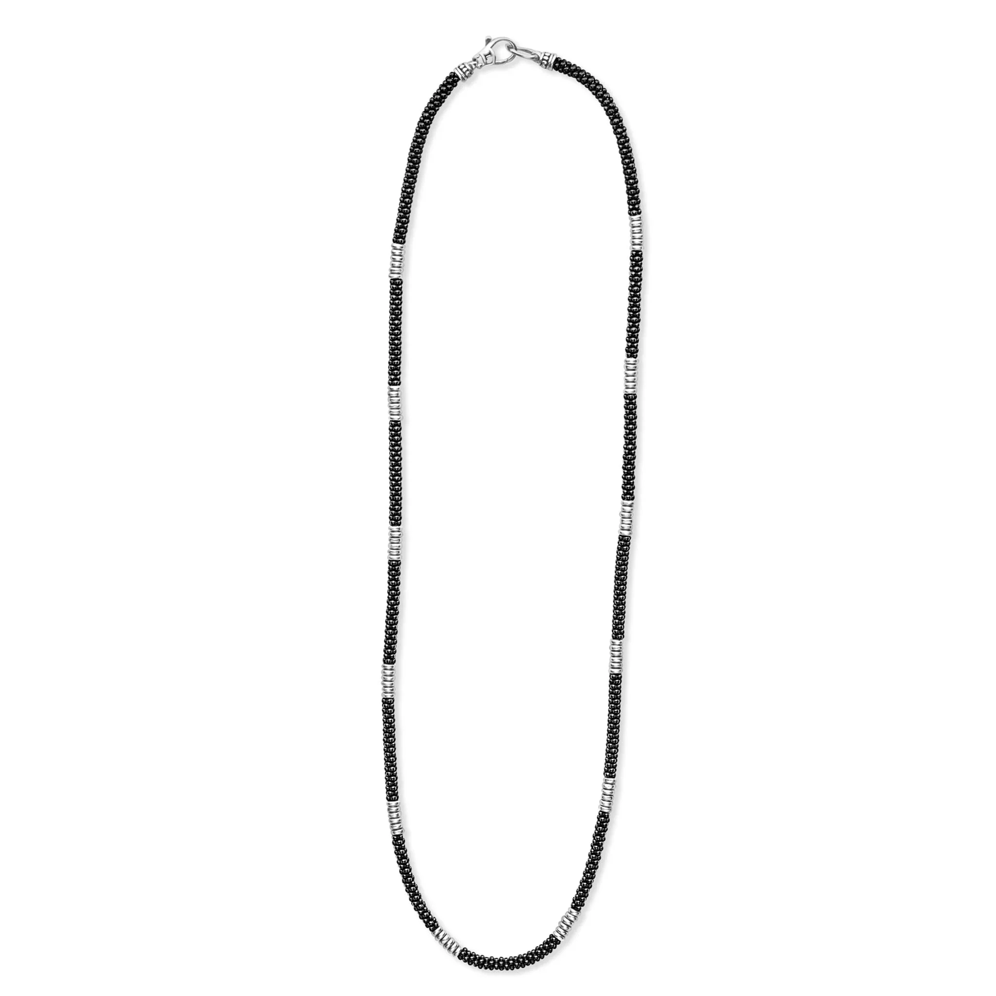 LAGOS Black Caviar Silver Station Ceramic Beaded Necklace - Image 2
