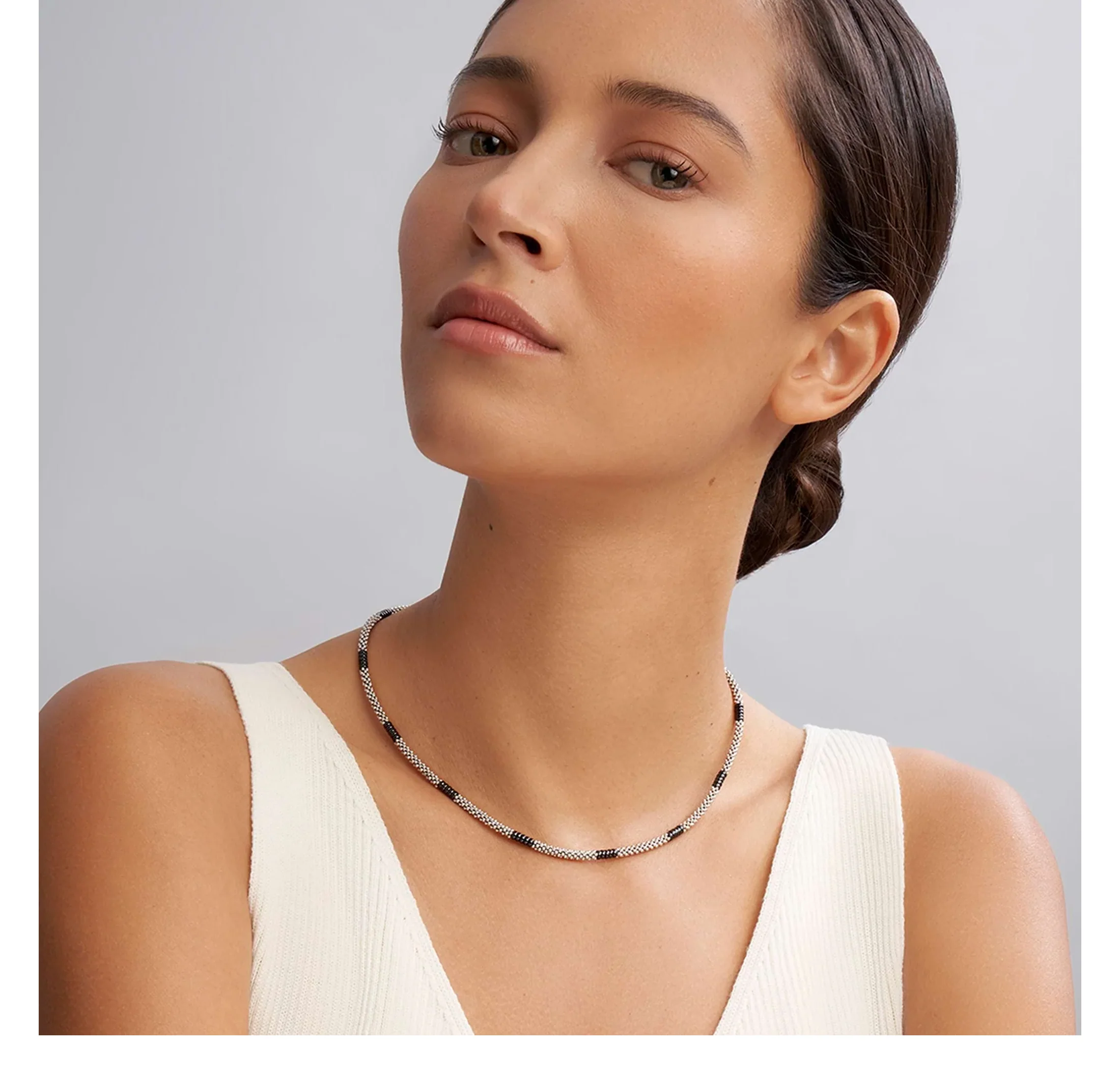 LAGOS Black Caviar Silver Station Ceramic Beaded Necklace - Image 3