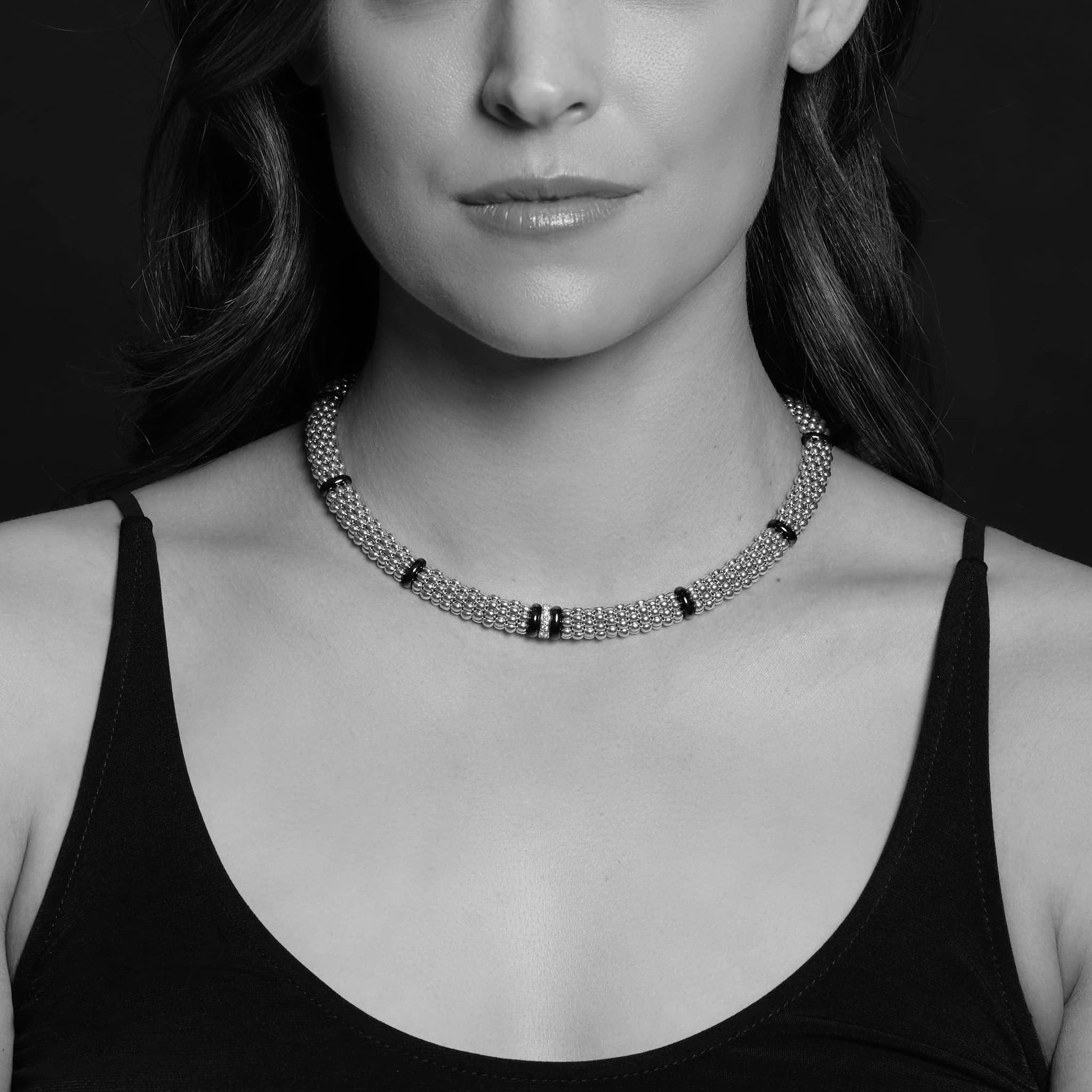 LAGOS Black Caviar Single Station Diamond Necklace - Image 3