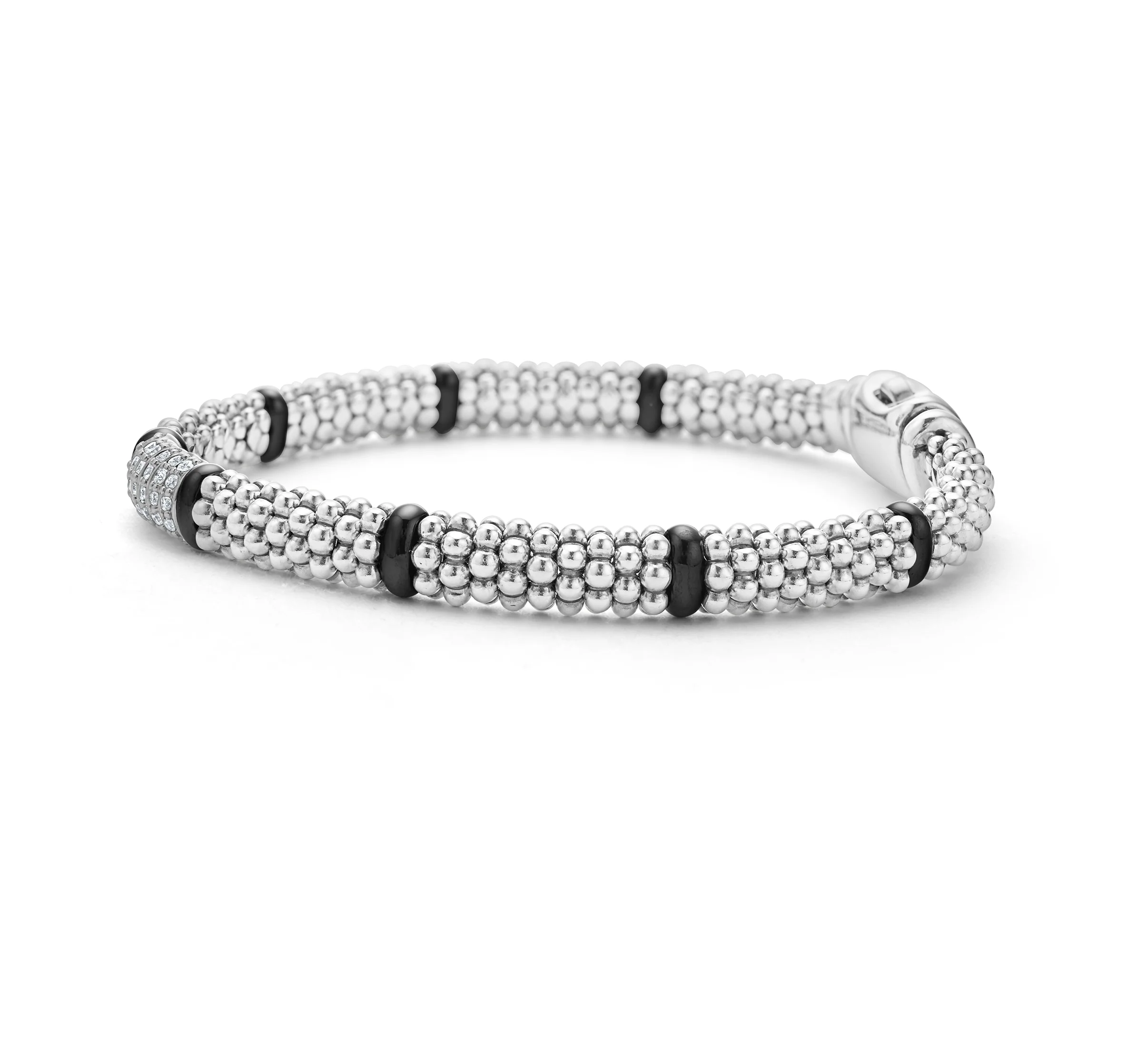 LAGOS Black Caviar Six Station Diamond Caviar Bracelet, 6mm - Image 2