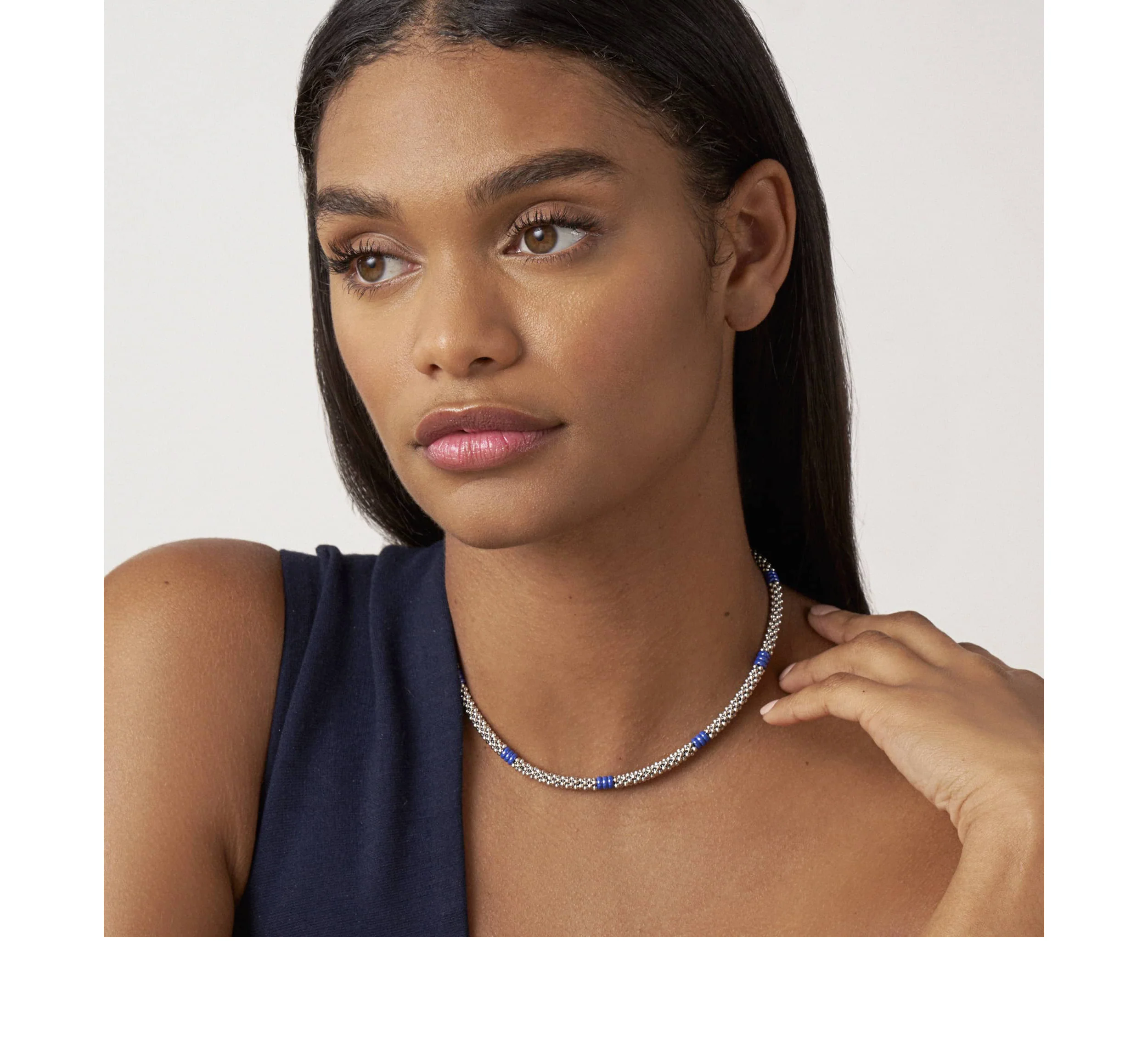 LAGOS Blue Caviar Ceramic Three Bead Station Necklace - Image 3