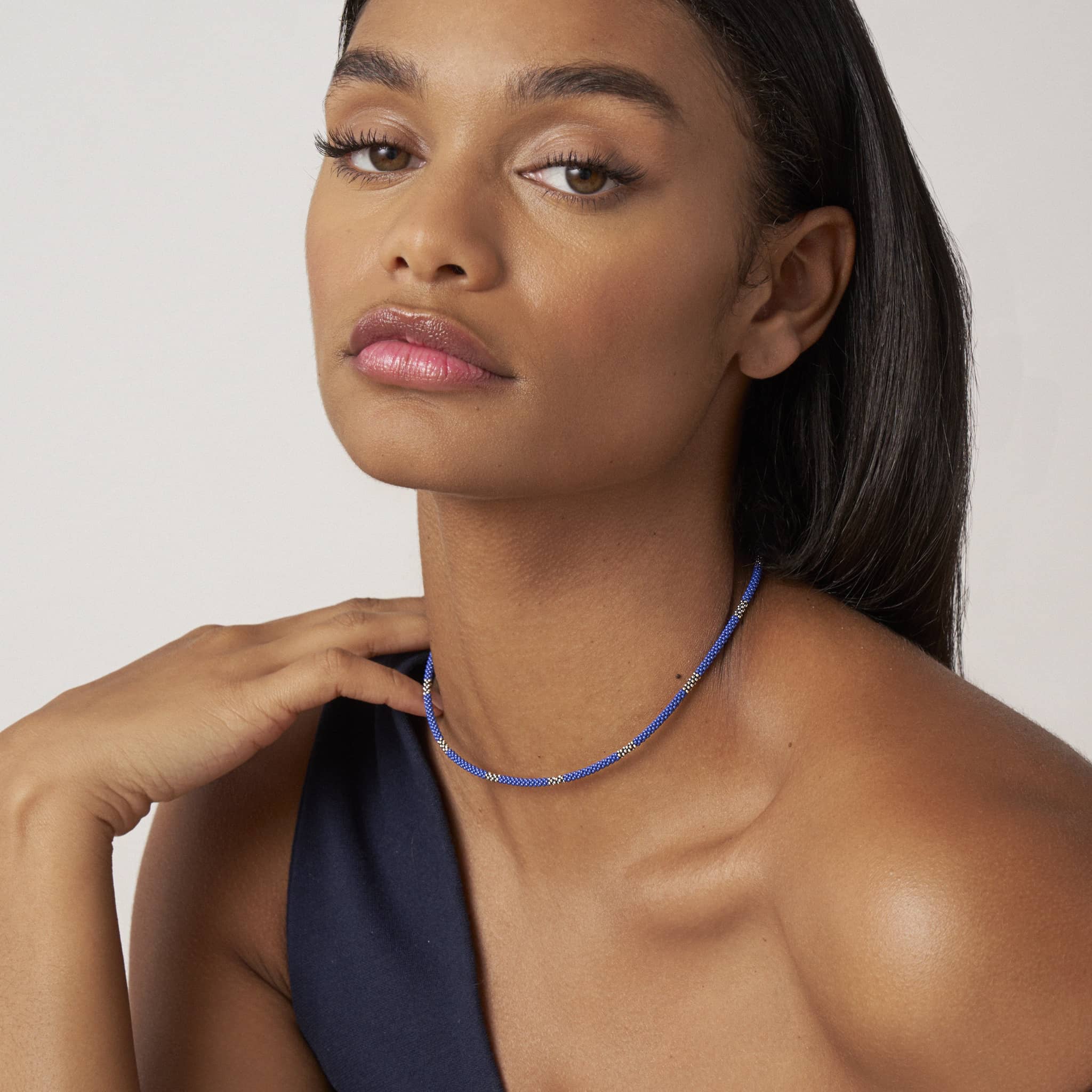 LAGOS Blue Caviar Silver Station Ceramic Beaded Necklace - Image 3