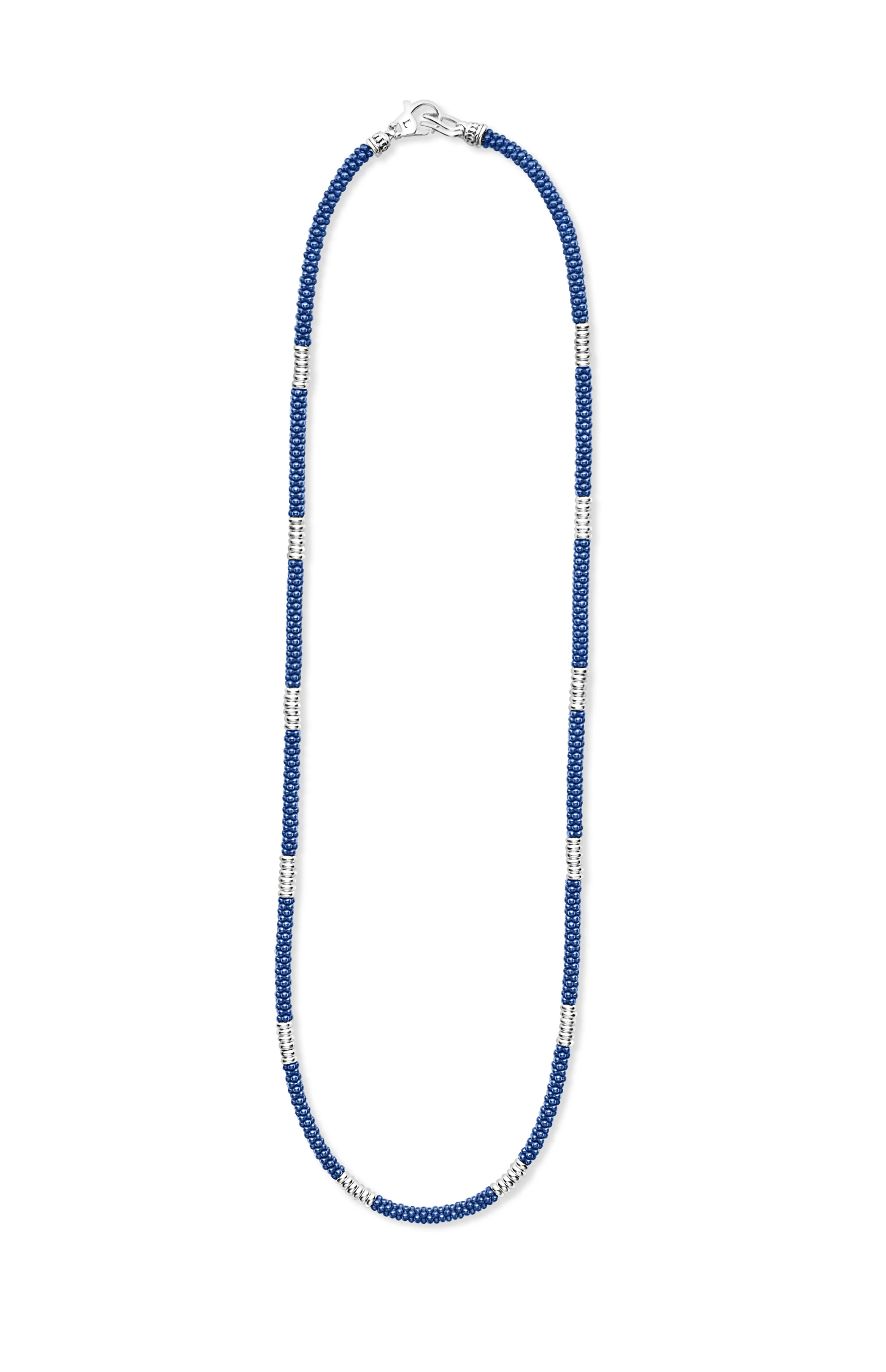 LAGOS Blue Caviar Silver Station Ceramic Beaded Necklace, 3mm - Image 2