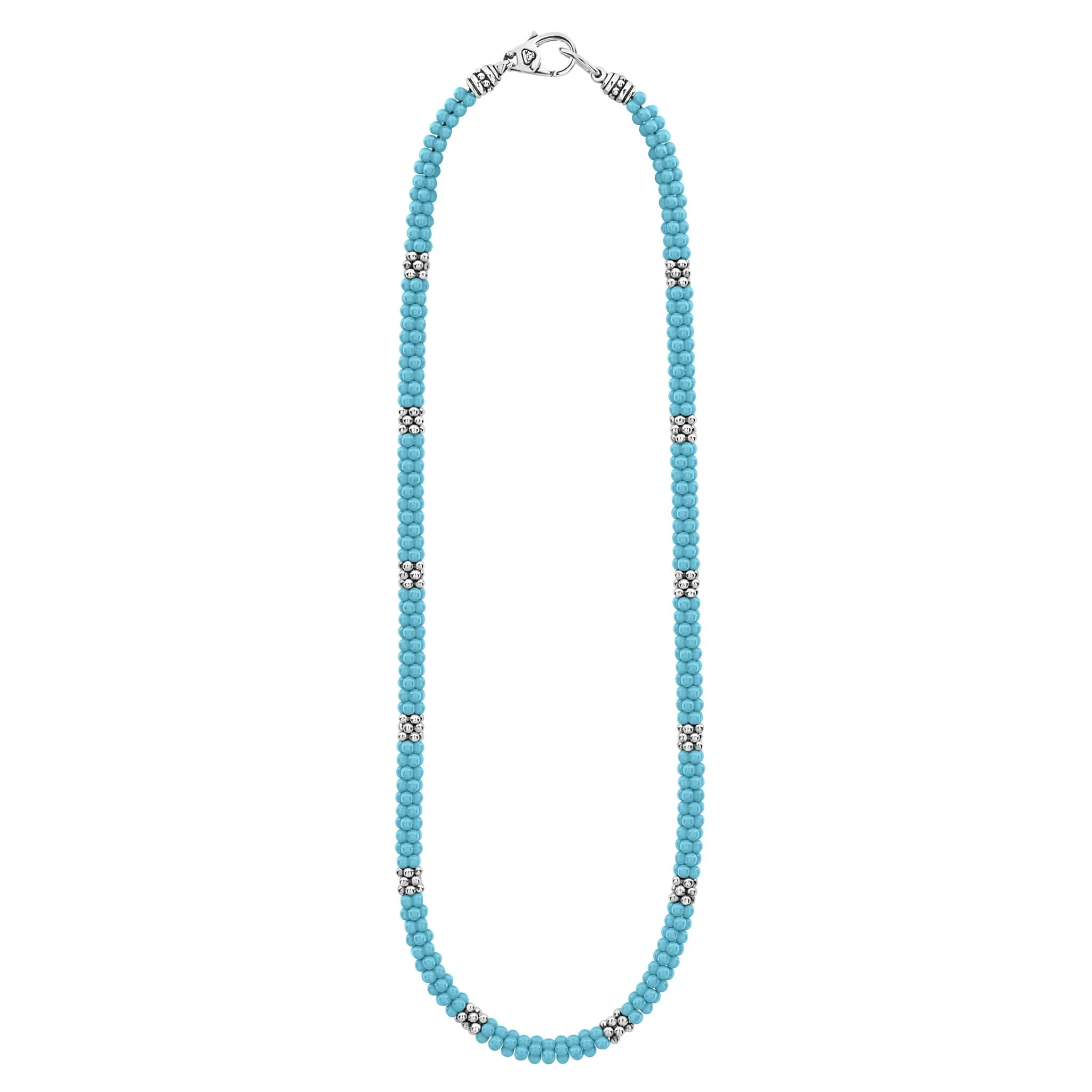 LAGOS Blue Caviar Silver Station Ceramic Beaded Necklace, 5mm - Image 2