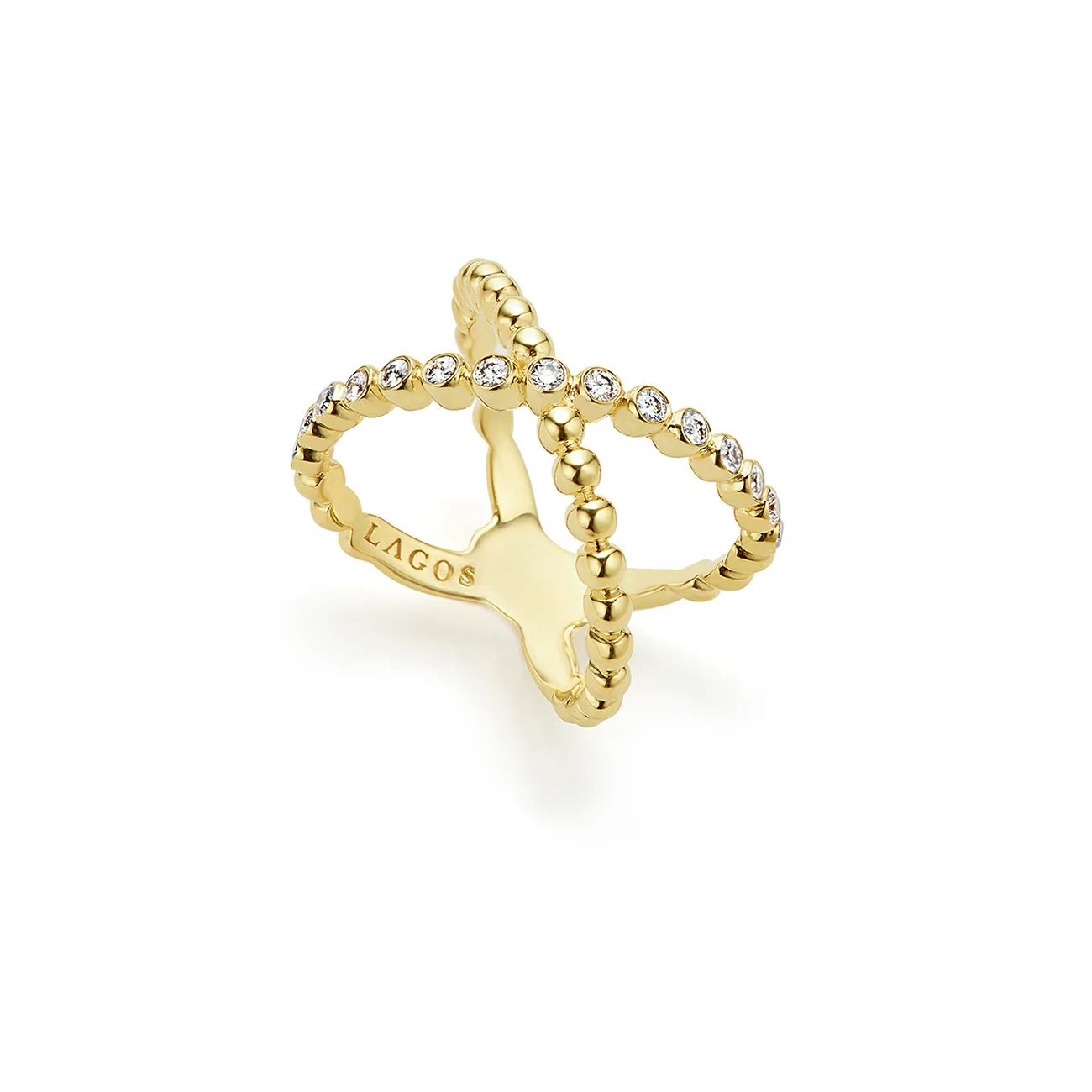 LAGOS Caviar Gold 18K Gold X Diamond Ring
