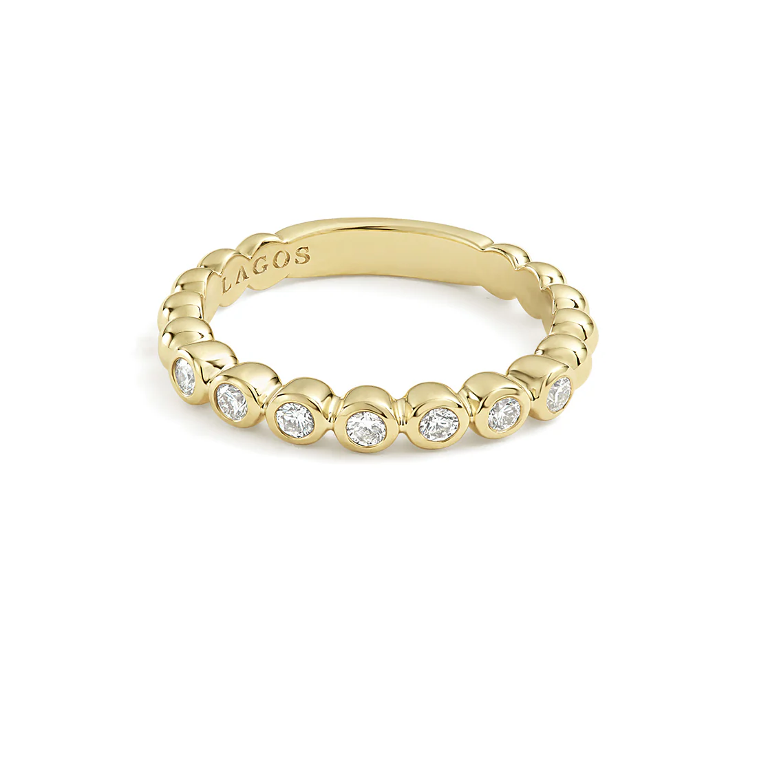 LAGOS Caviar Gold Diamond Stacking Ring - Image 2
