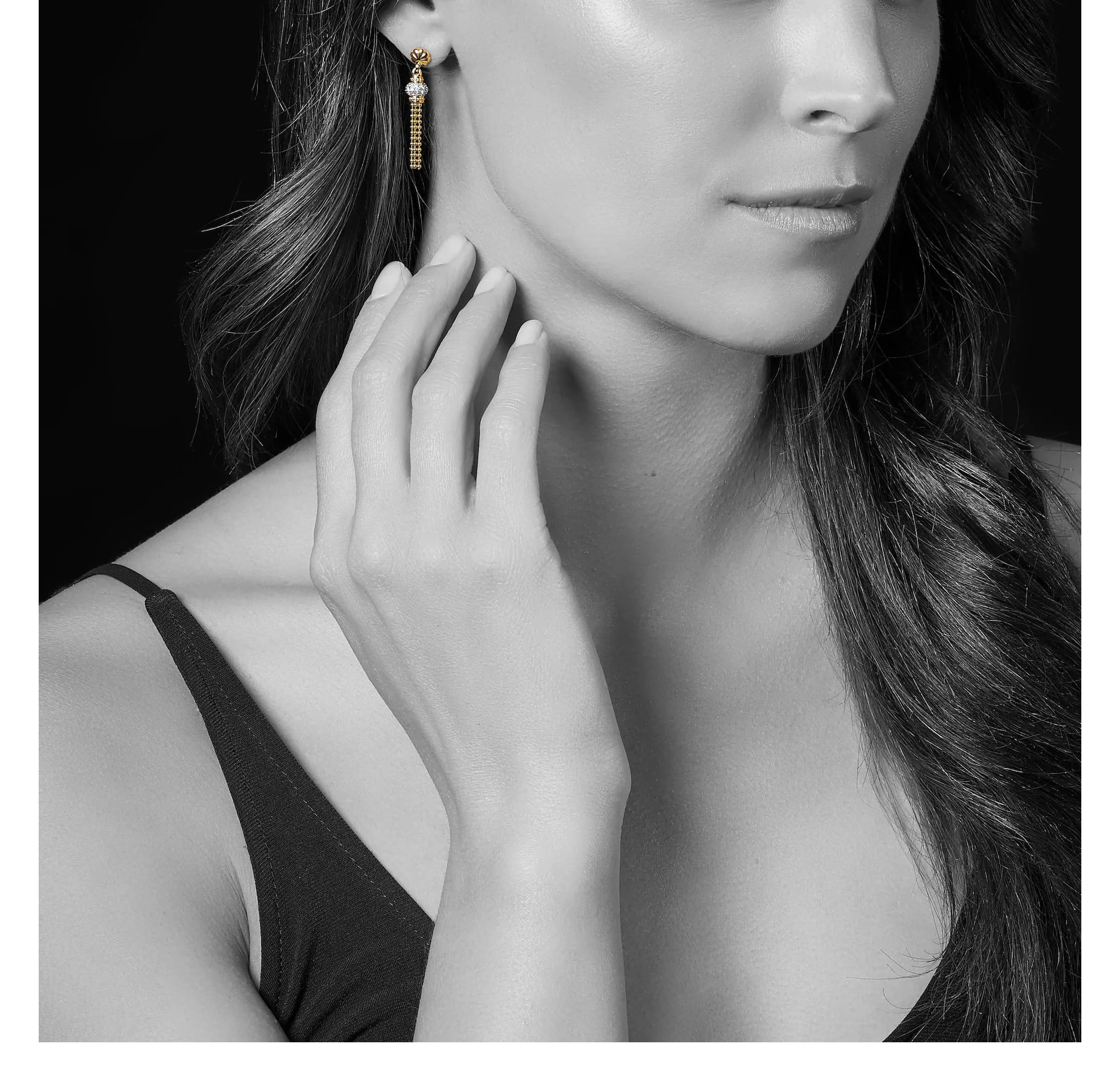 LAGOS Caviar Gold Tassel Diamond Earrings - Image 2