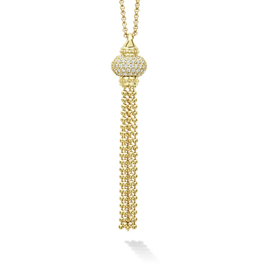 LAGOS Caviar Gold Tassel Diamond Pendant Necklace