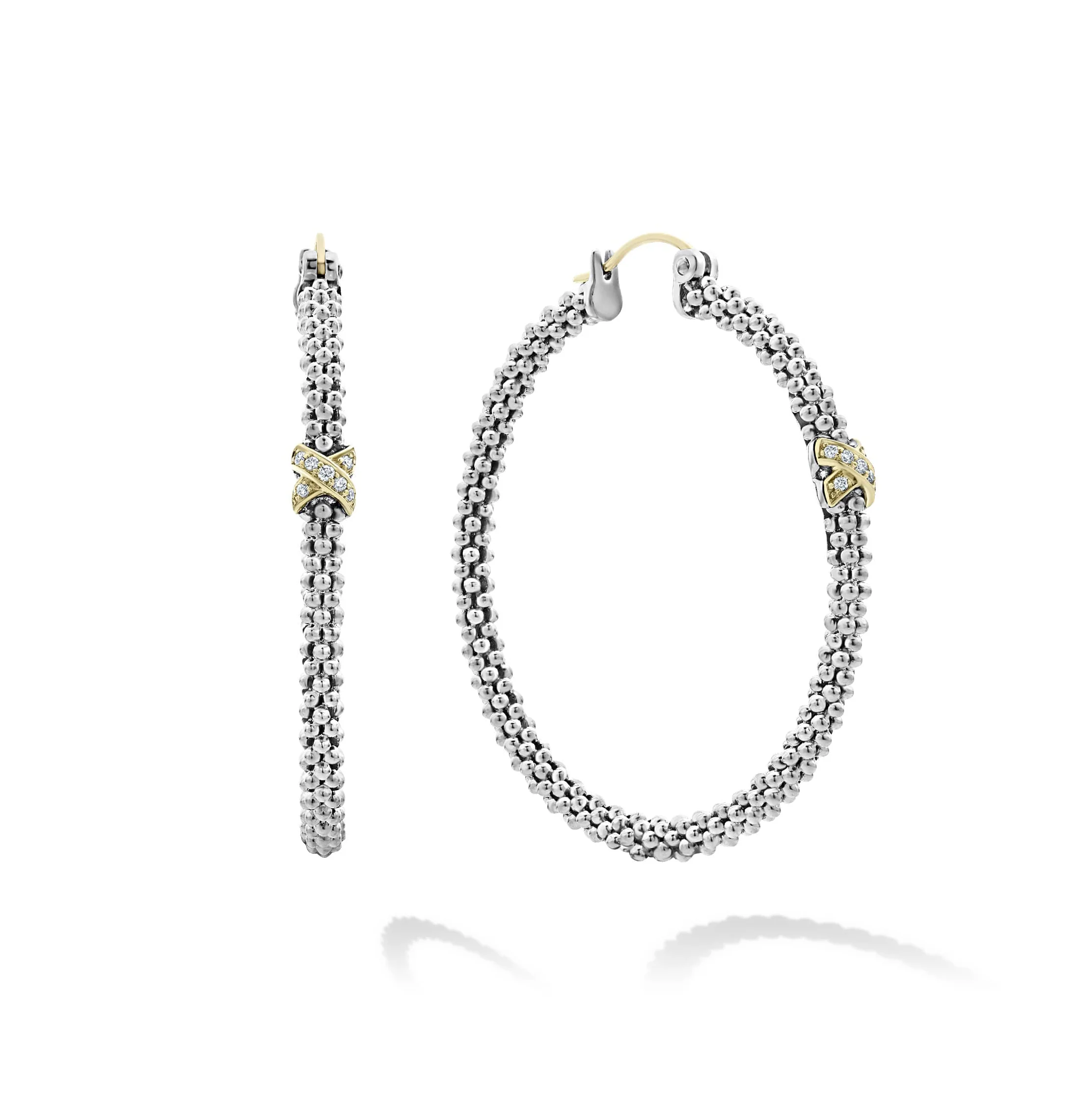 LAGOS Caviar Lux Large X Diamond Hoop Earrings