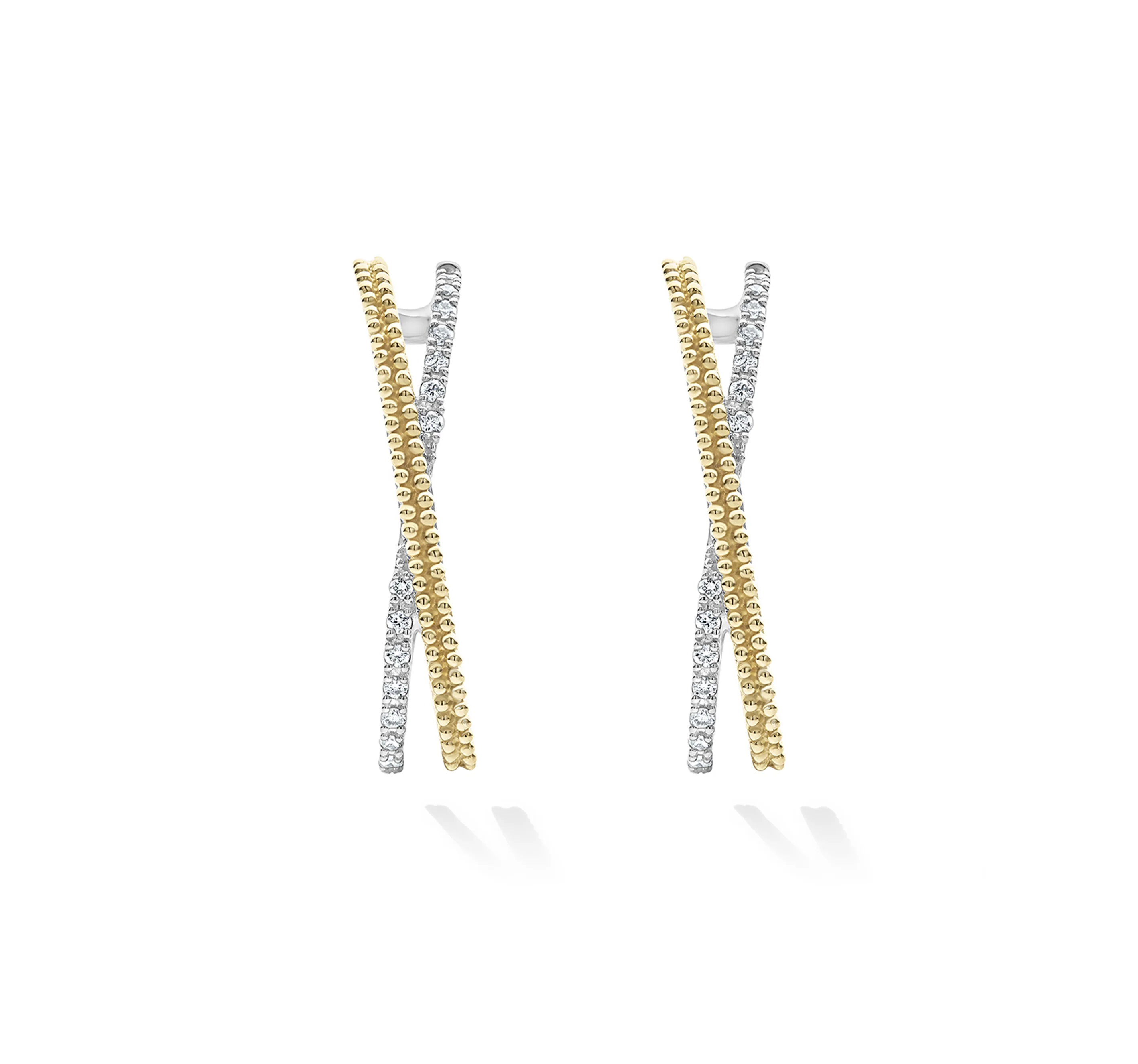 LAGOS Caviar Lux Thin Gold X Diamond Hoop Earrings - Image 2