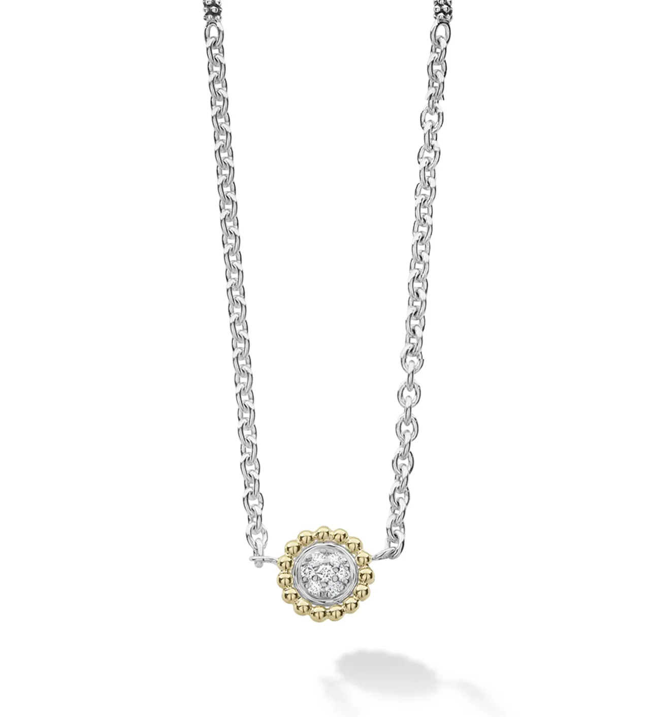 LAGOS Caviar Lux Two Tone Diamond Pendant Necklace