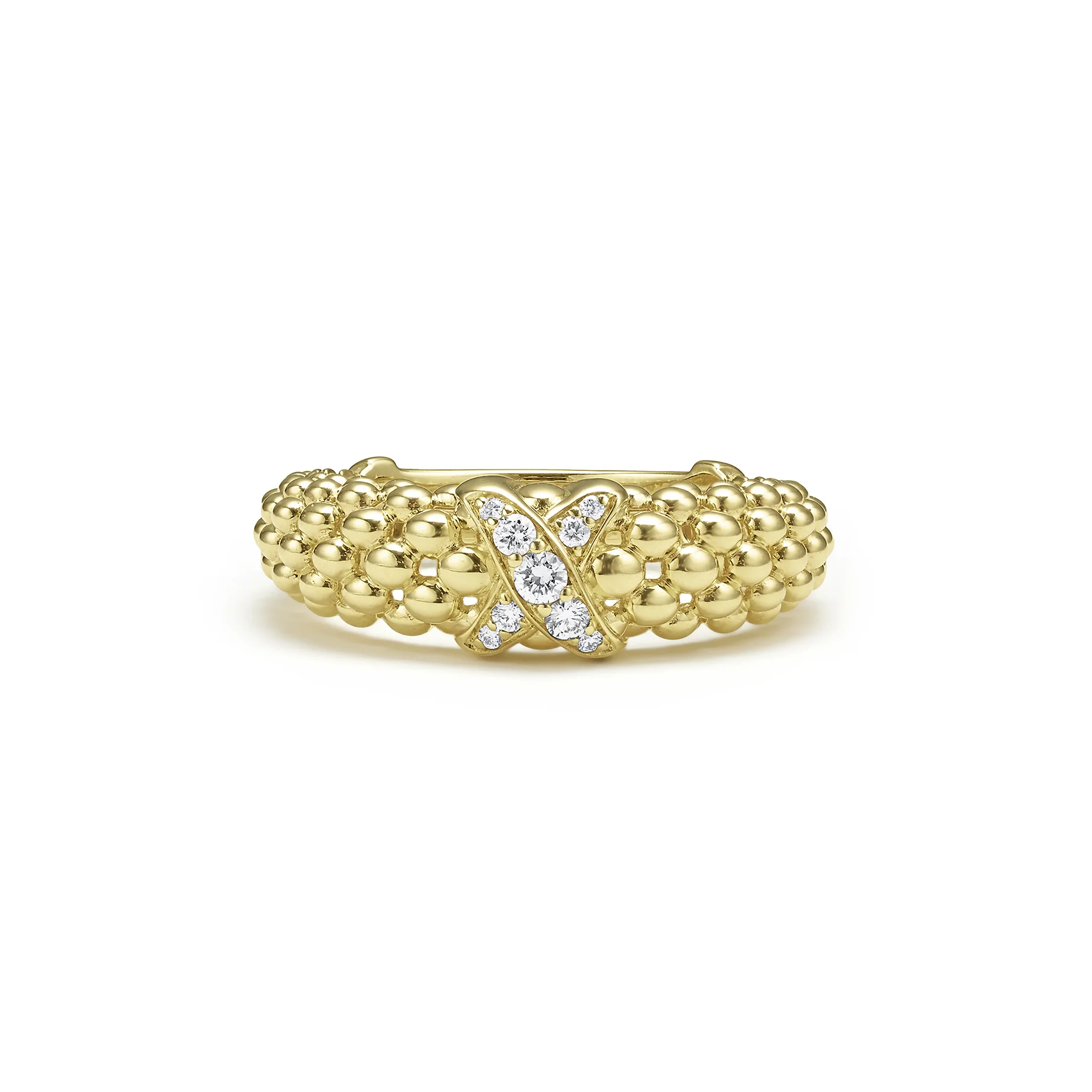 LAGOS Embrace 18K Gold X Caviar Diamond Ring - Image 3