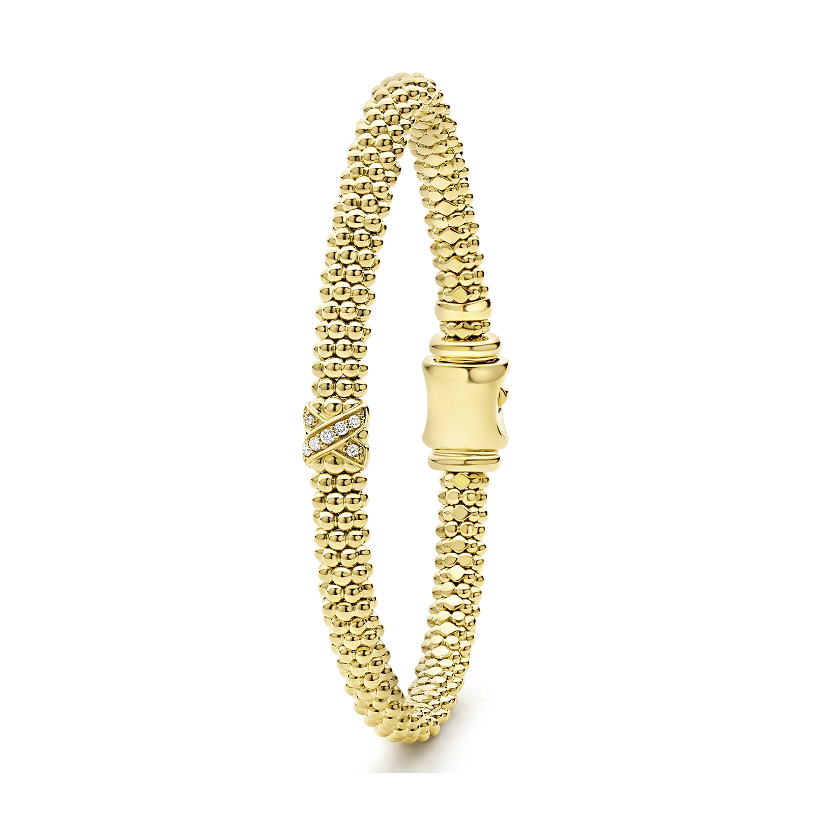 LAGOS Embrace 18K Gold X Diamond Caviar Bracelet, 6mm - Image 3