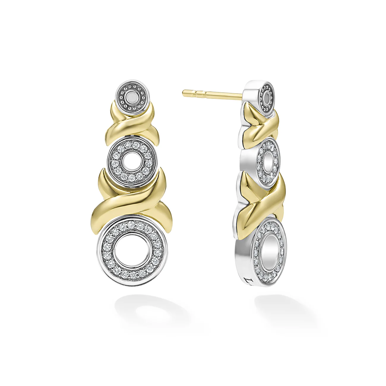 LAGOS Embrace 18K Gold XO Diamond Drop Earrings - Image 2
