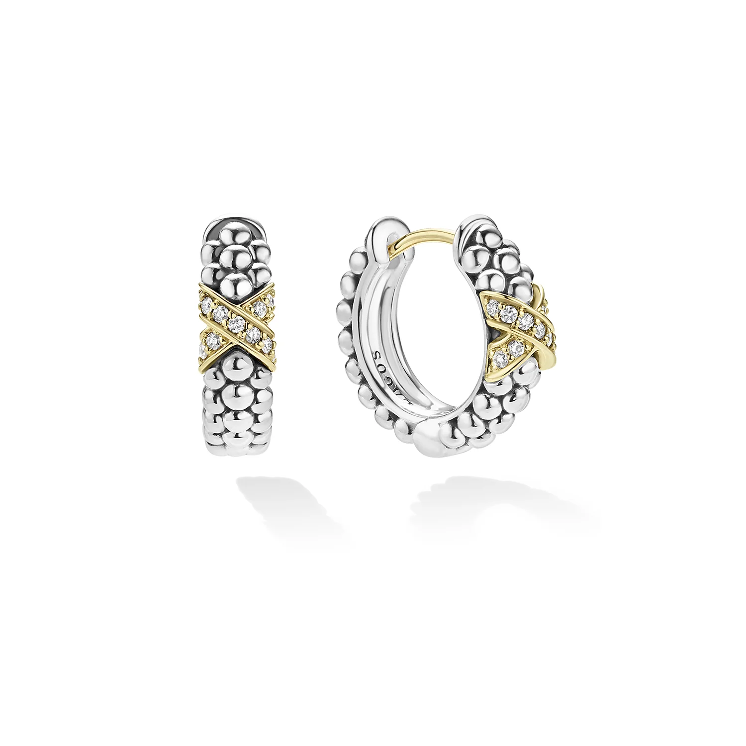 LAGOS Embrace Two-Tone Diamond Huggie Earrings
