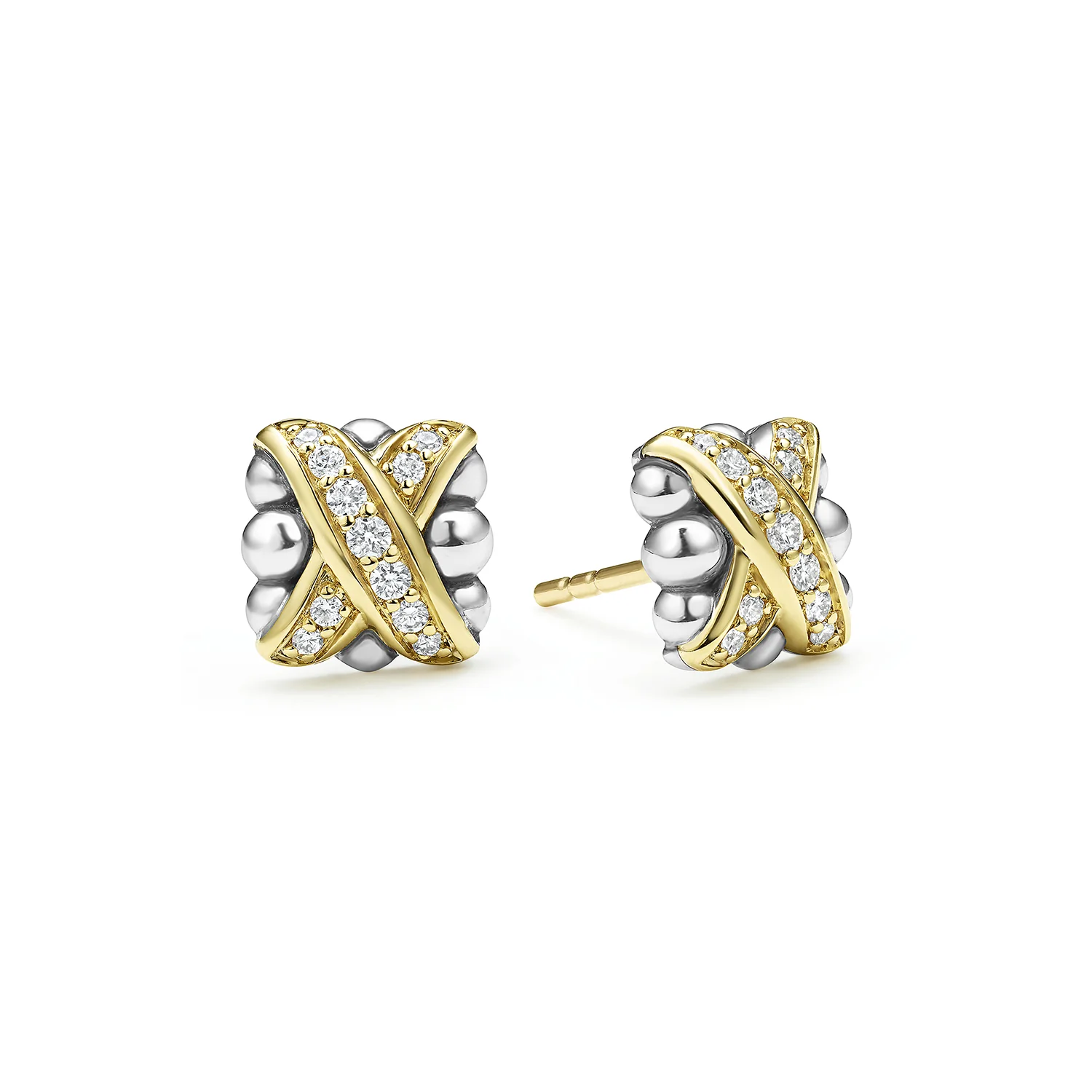 LAGOS Embrace Two-Tone X Diamond Stud Earrings - Image 2