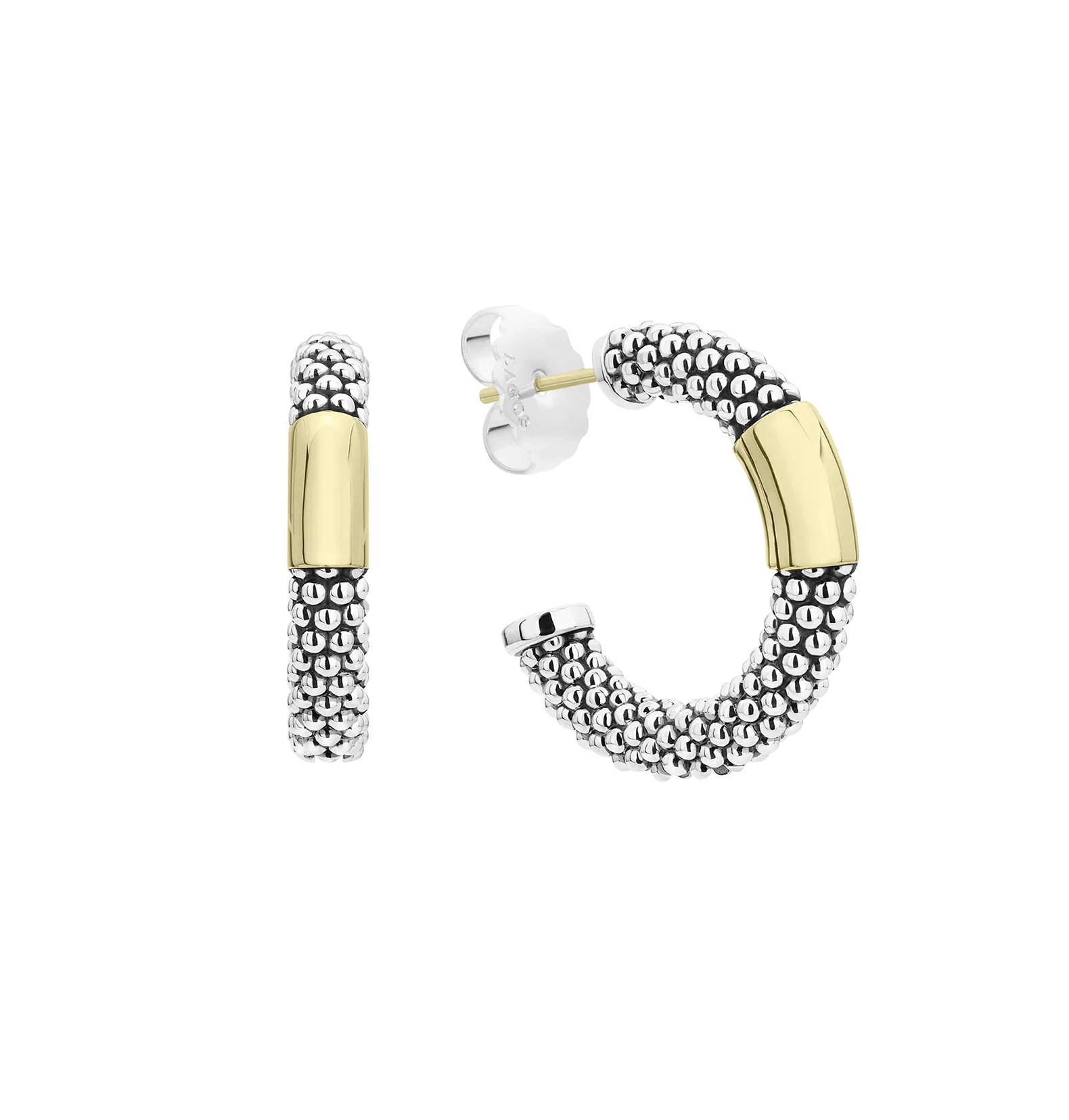 LAGOS High Bar Gold Station Caviar Hoop Earrings