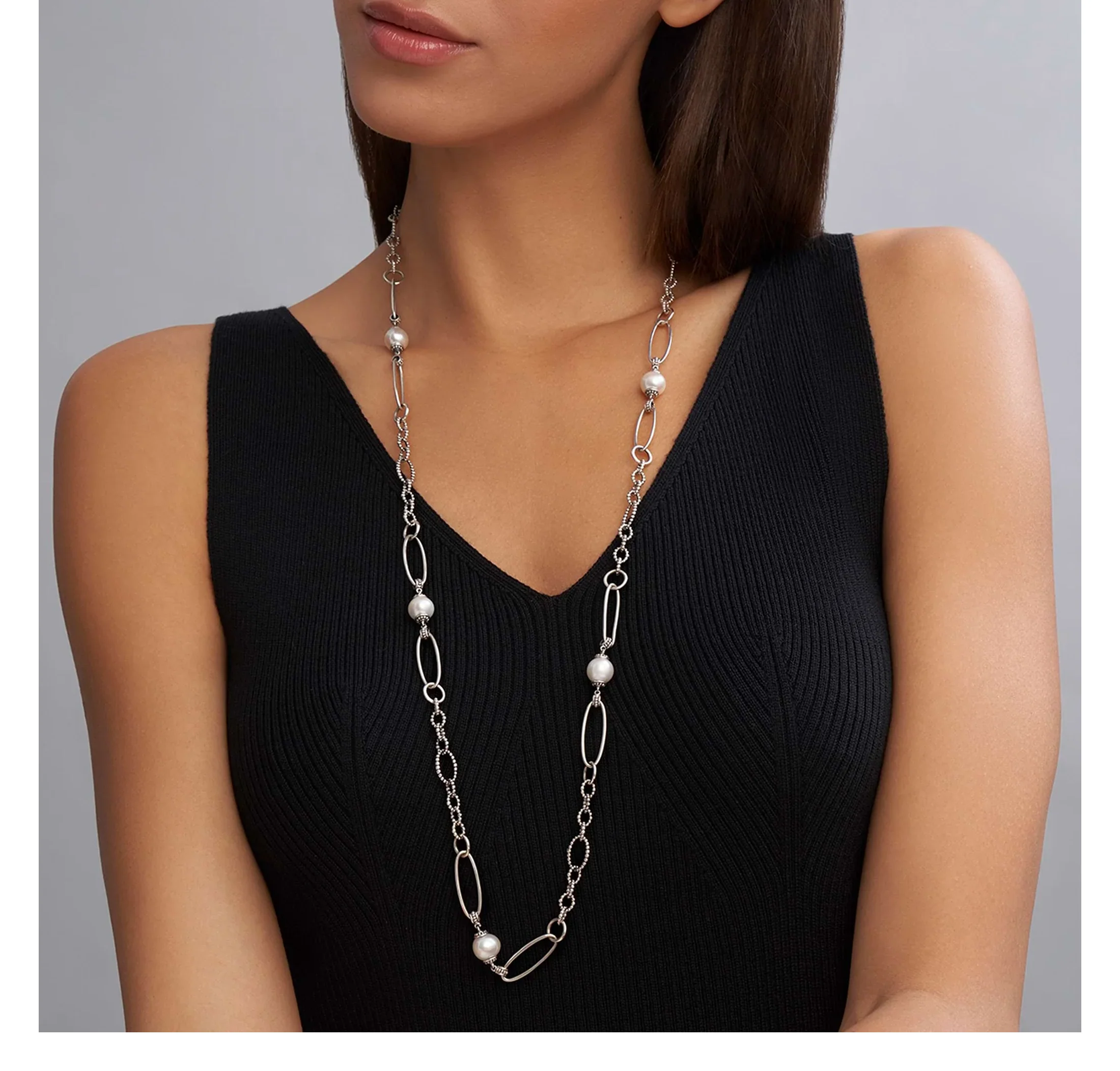 LAGOS Luna Pearl Link Necklace - Image 3