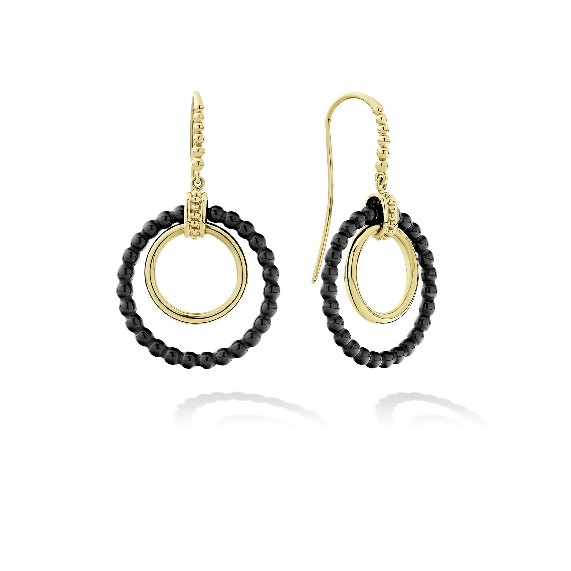LAGOS Meridian Gold and Ceramic Circle Drop Earrings