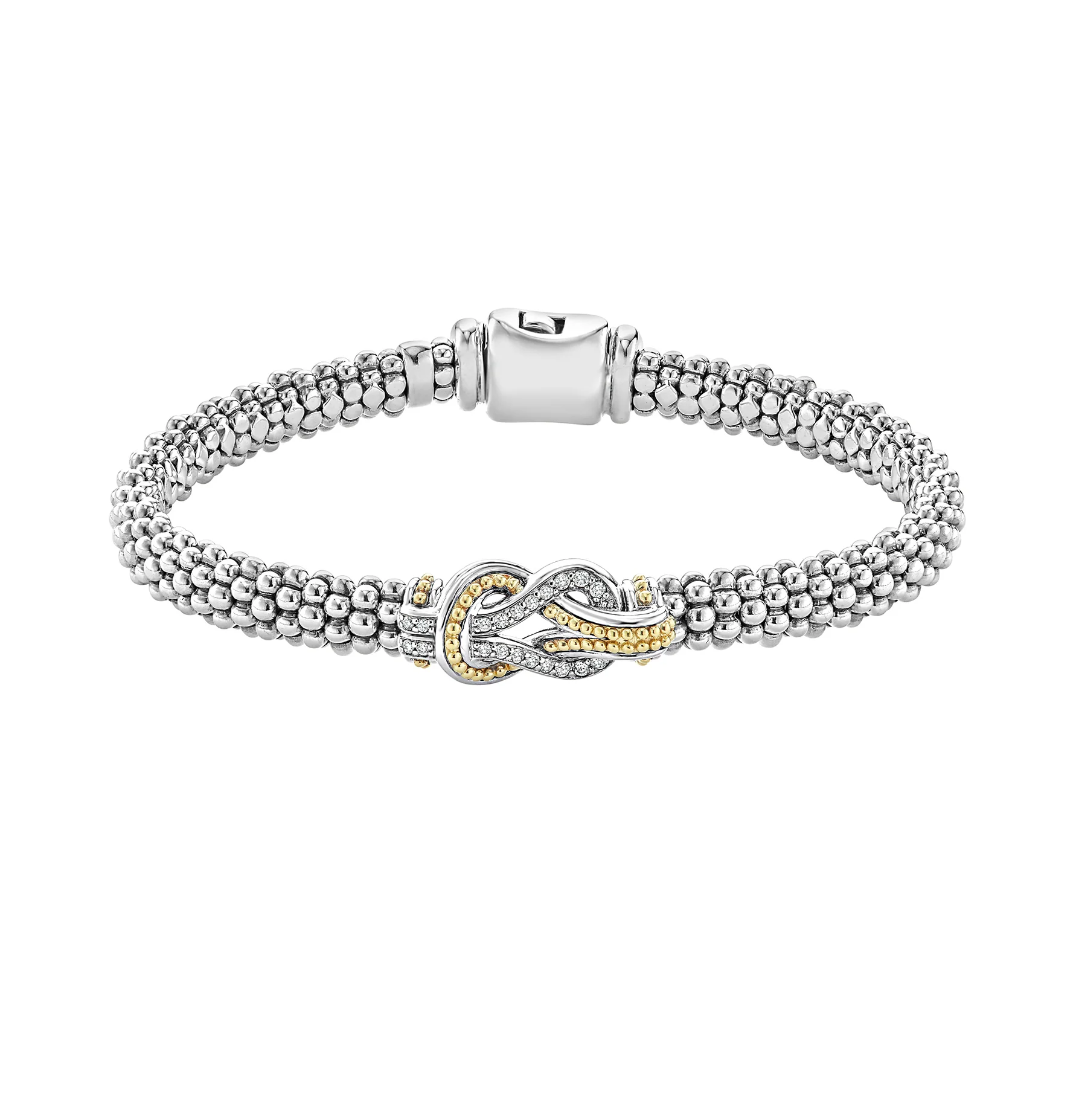 LAGOS Newport 6mm Two Tone Knot Diamond Caviar Bracelet