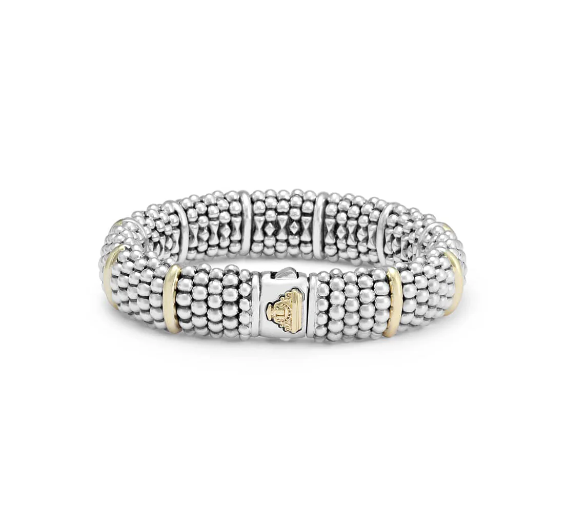 LAGOS Signature Caviar 15mm Gold Station Bracelet - Image 2