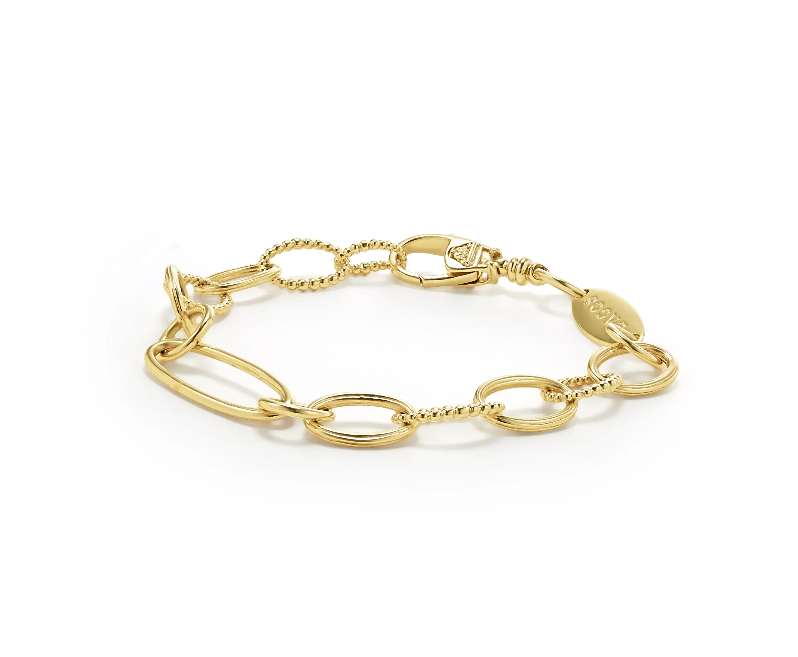 LAGOS Signature Caviar 18K Gold Oval Link Bracelet - Image 2