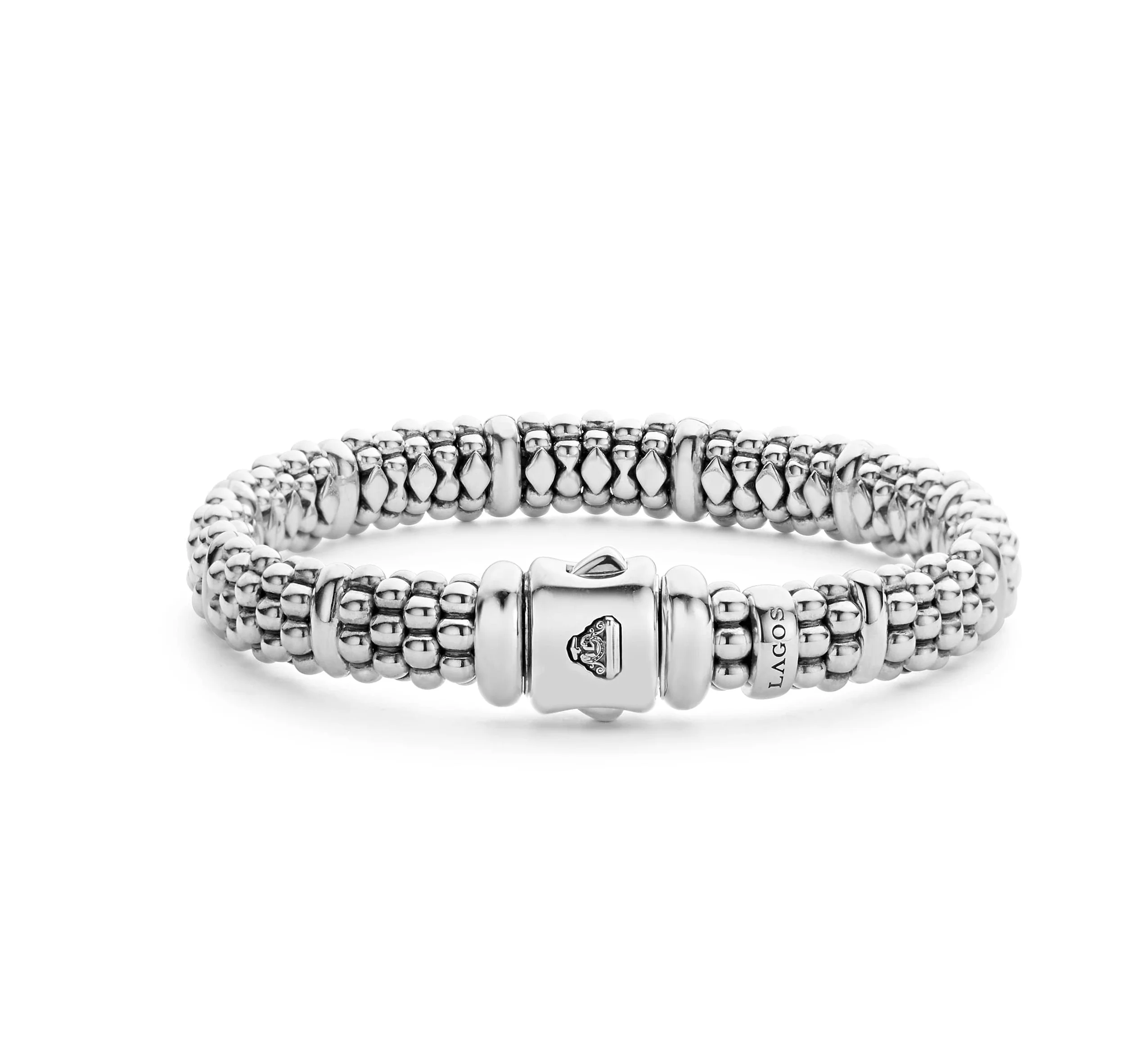 LAGOS Signature Caviar 9mm Silver Station Bracelet - Image 2