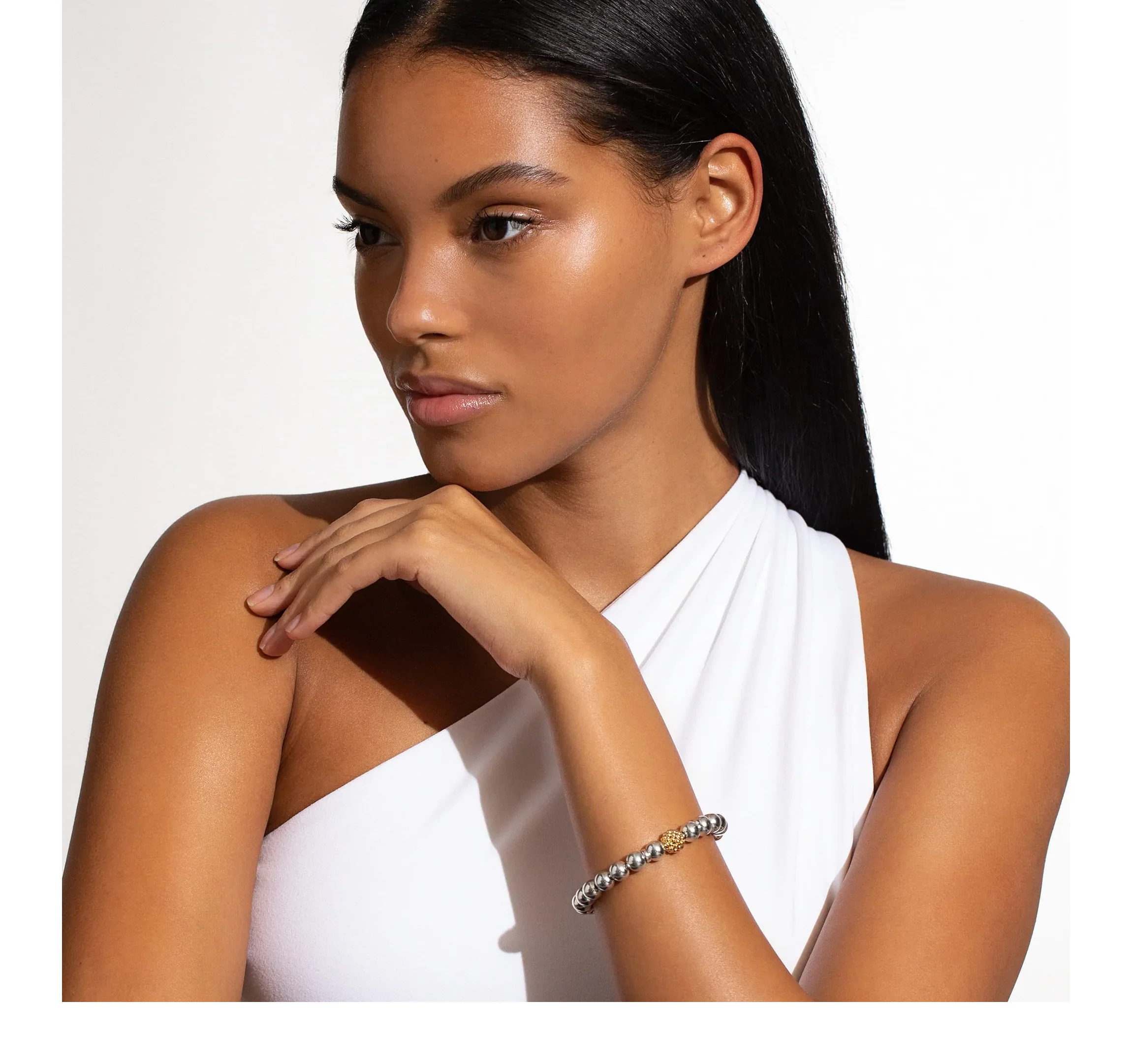 LAGOS Signature Caviar Stretch Gold Bead Bracelet - Image 2