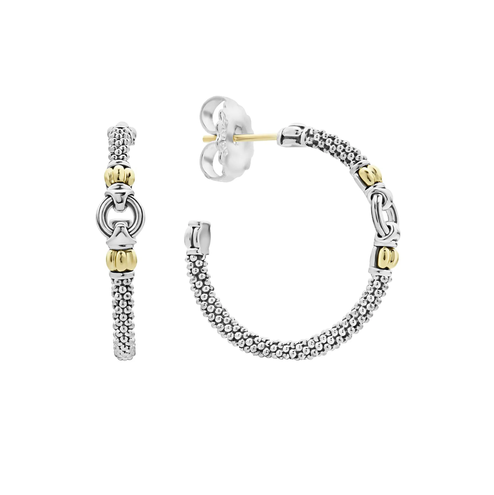 LAGOS Signature Caviar Two Tone Hoop Earrings