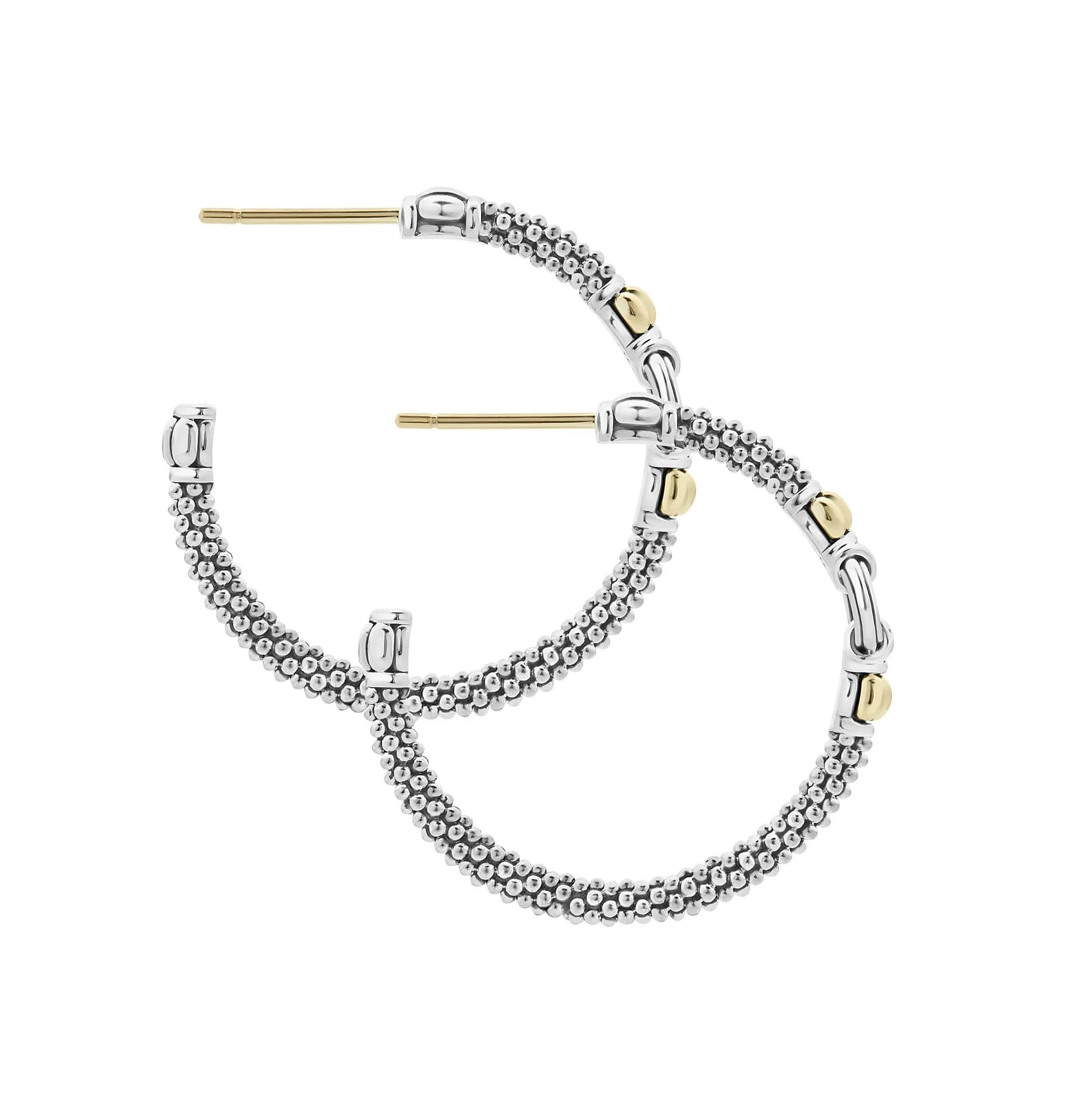 LAGOS Signature Caviar Two Tone Hoop Earrings - Image 2