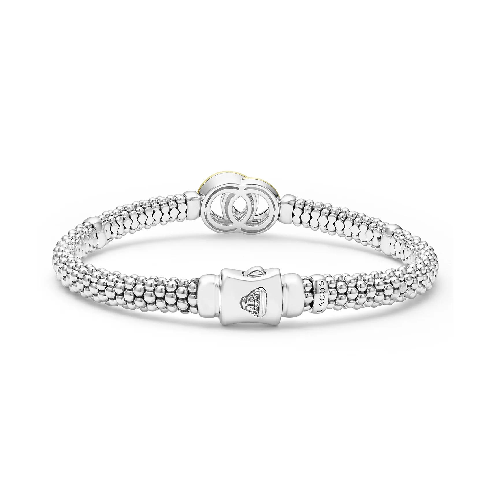 LAGOS Signature Caviar Two-Tone Interlocking Diamond Caviar Bracelet, 6mm - Image 2