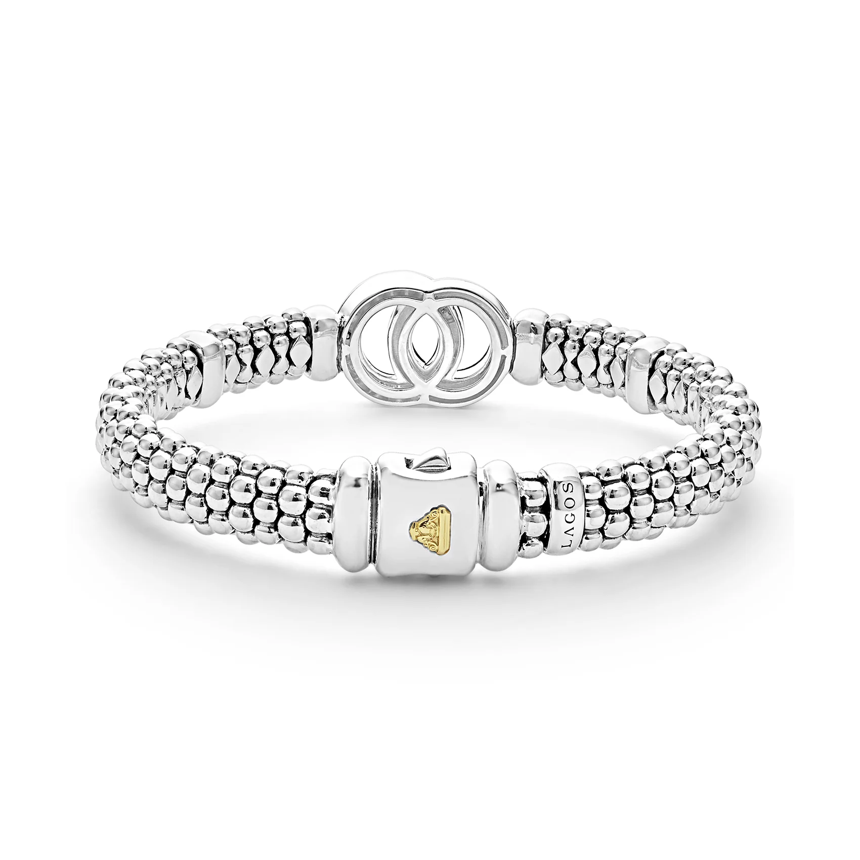 LAGOS Signature Caviar Two-Tone Interlocking Diamond Caviar Bracelet, 9mm - Image 2