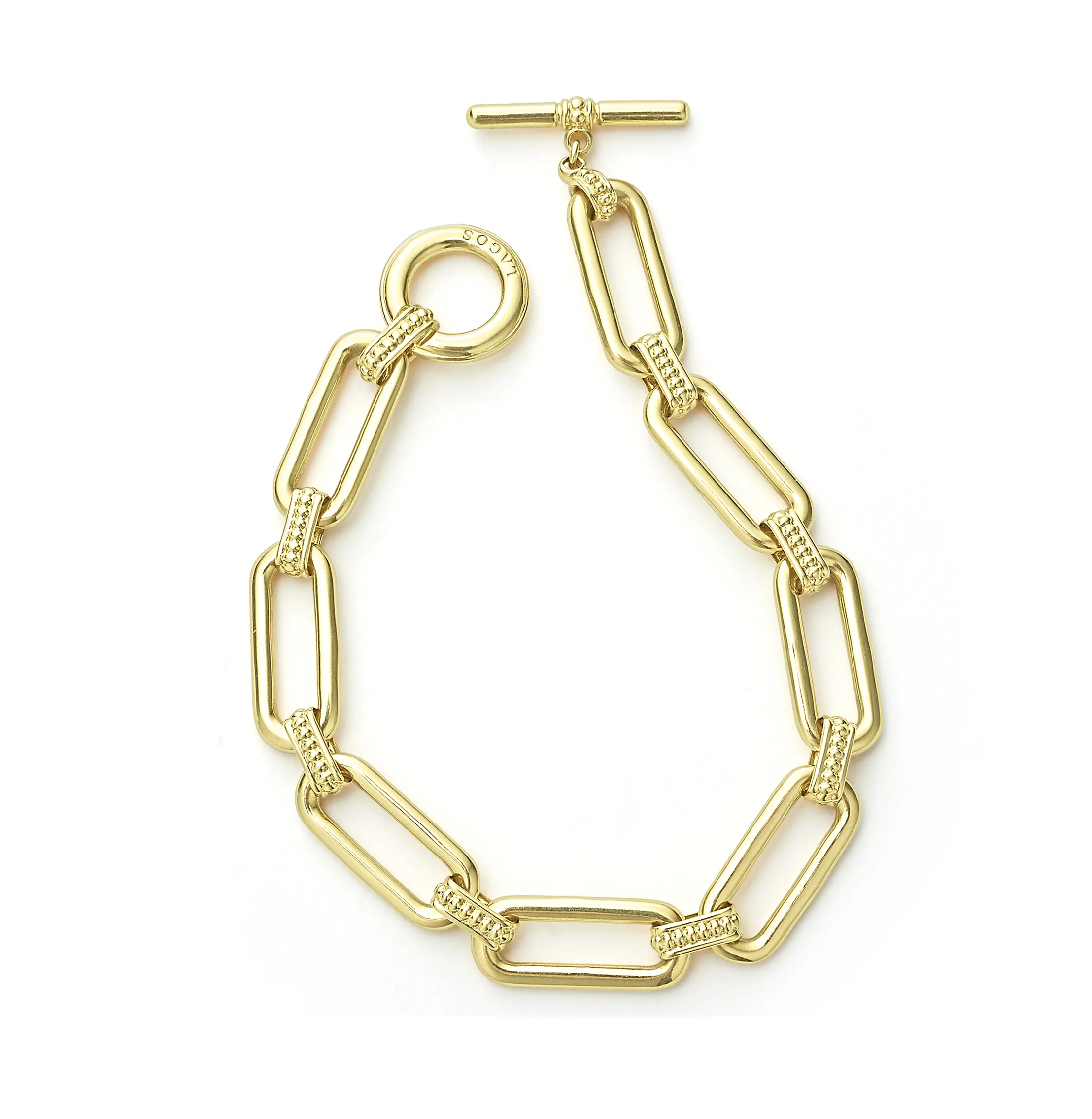 LAGOS Signature Caviar Yellow Gold Link Bracelet - Image 3