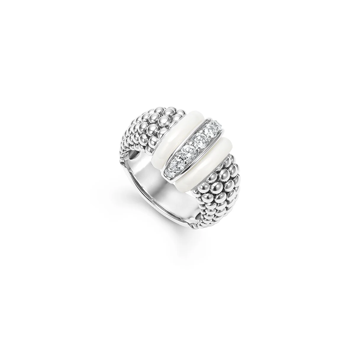 LAGOS White Caviar Ceramic Caviar Diamond Ring - Image 2