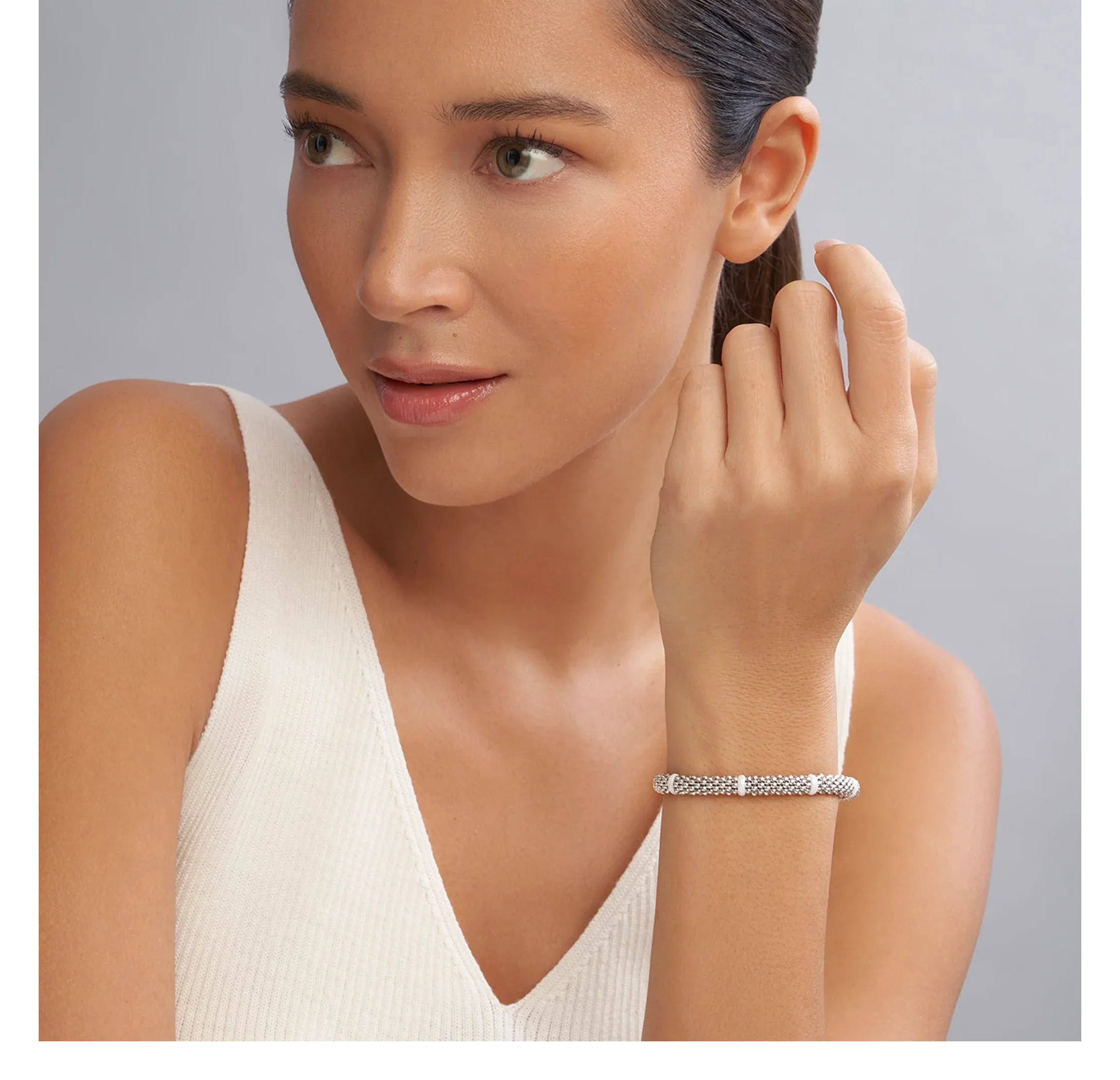 LAGOS White Caviar Ceramic Station Caviar Bracelet, 6mm - Image 3