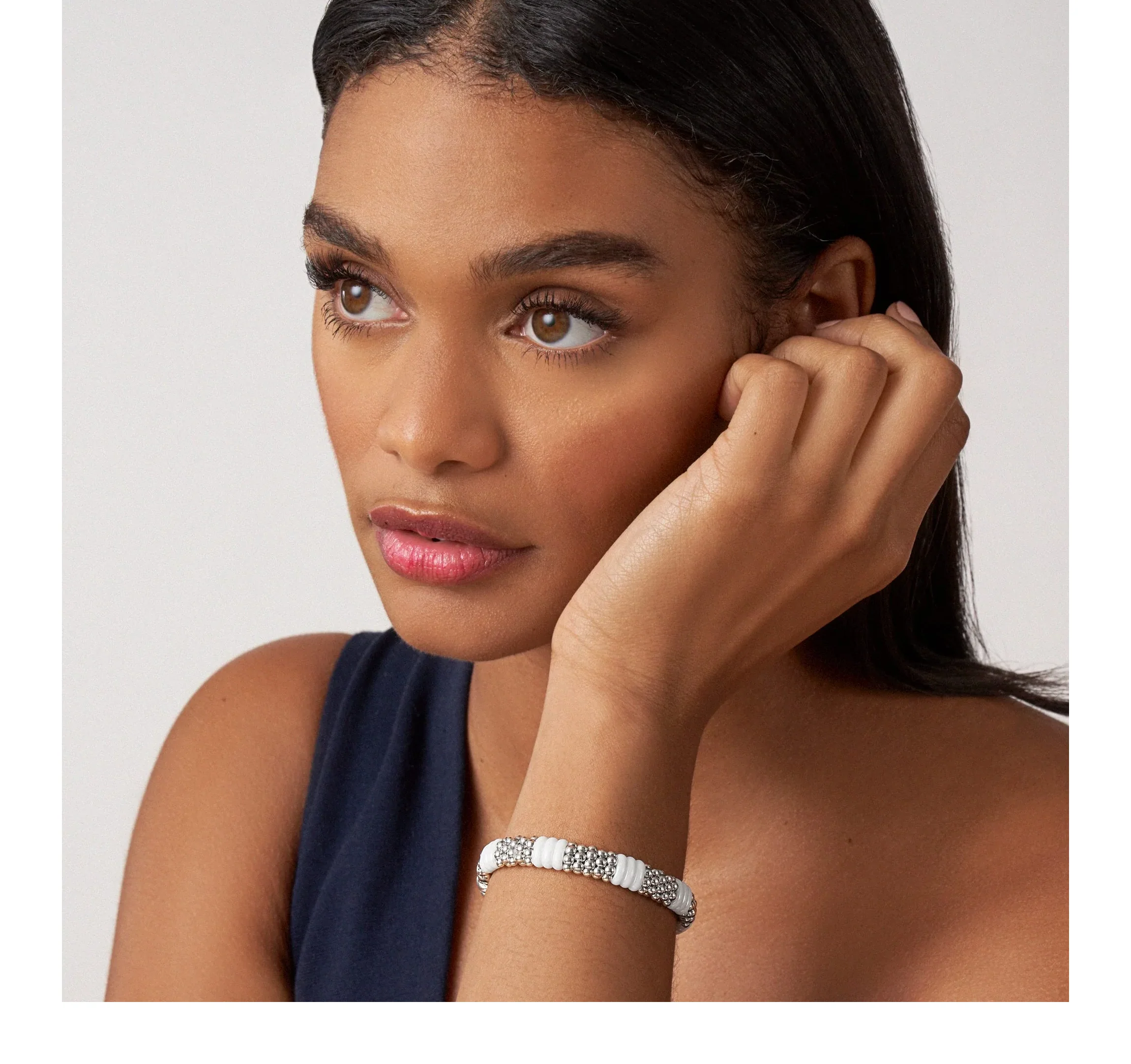 LAGOS White Caviar Silver Ceramic Beaded Bracelet - Image 3