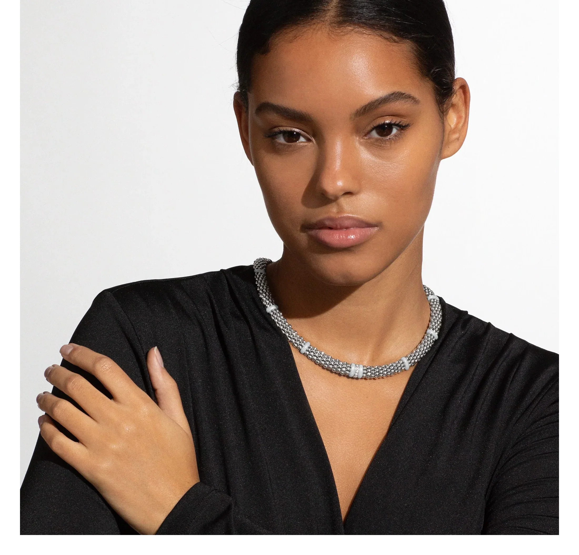 LAGOS White Caviar Single Station Diamond Caviar Necklace - Image 3