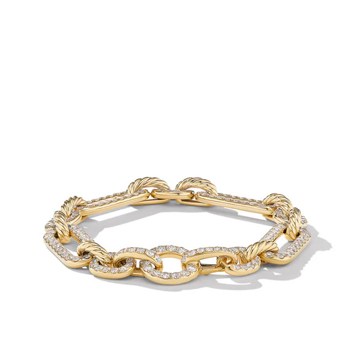 Lexington Chain Bracelet in 18K Yellow Gold with Full Pavé Diamonds