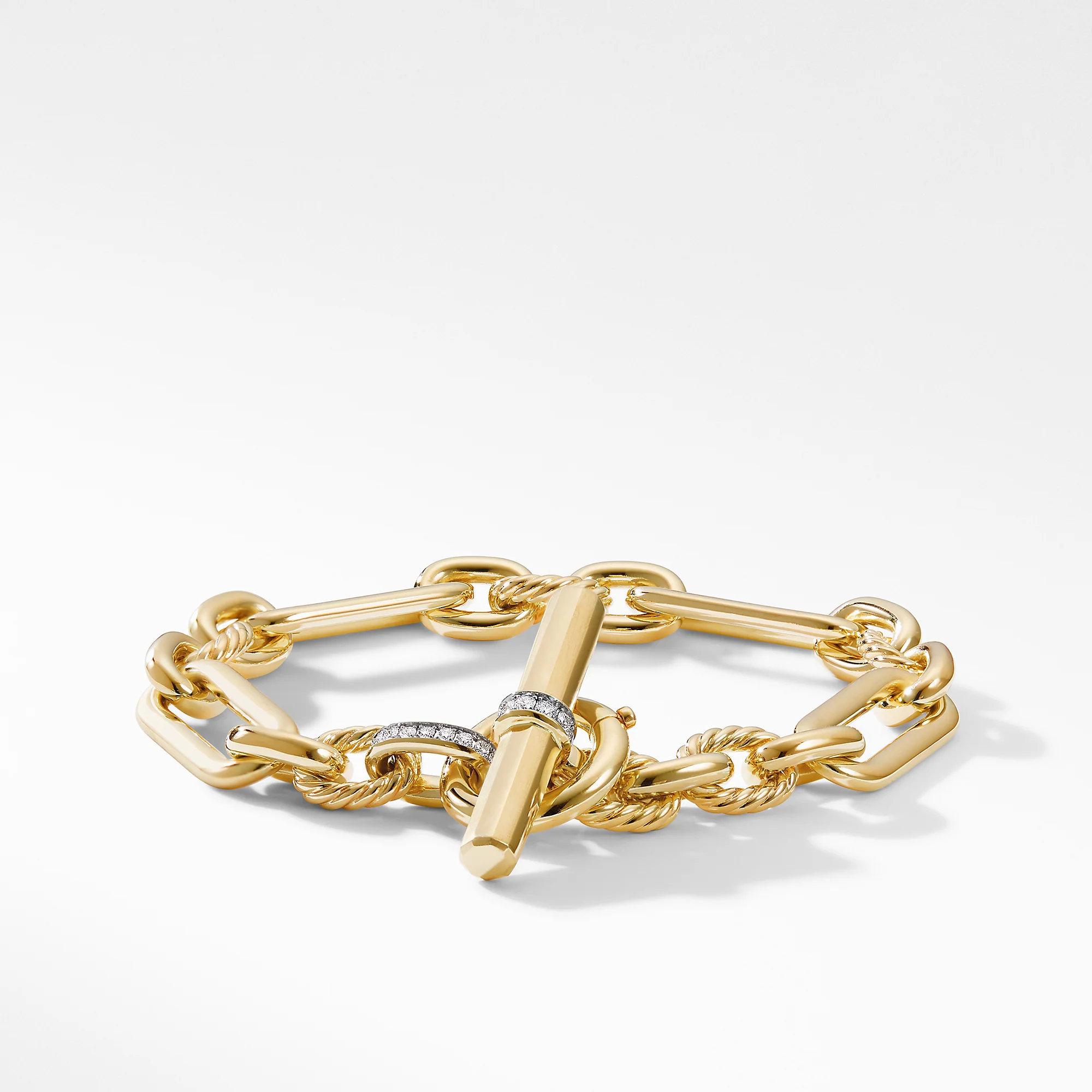Lexington Chain Bracelet in Gold with Diamonds, Size Medium