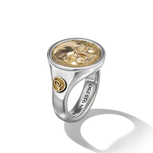 Life and Death Ring in Silver and Yellow Gold, Size 10 - Image 2