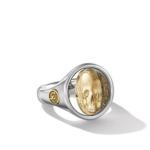 Life and Death Ring in Silver and Yellow Gold, Size 10 - Image 4