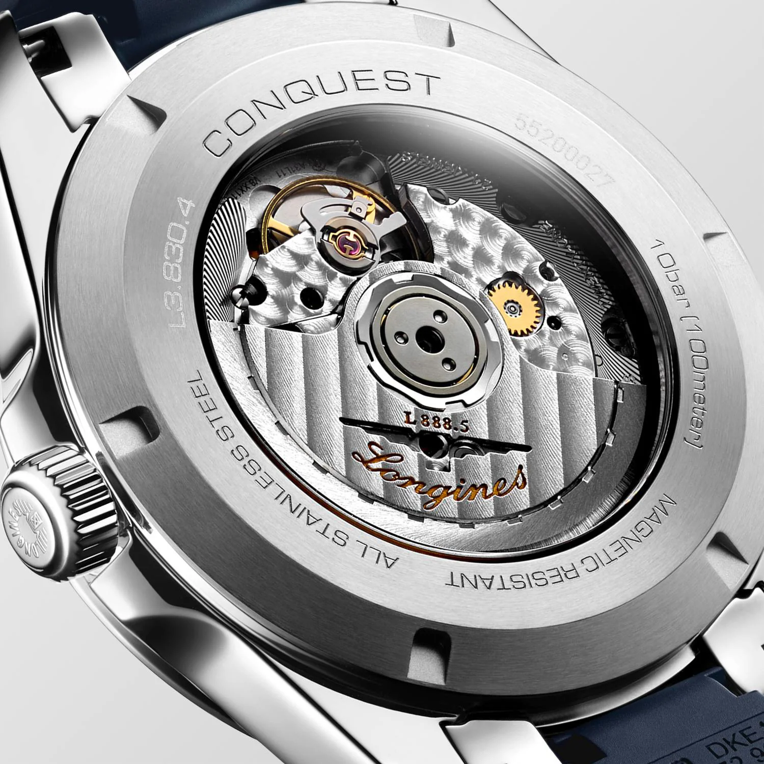 Longines Conquest 41mm Watch with Blue Rubber Strap - Image 3
