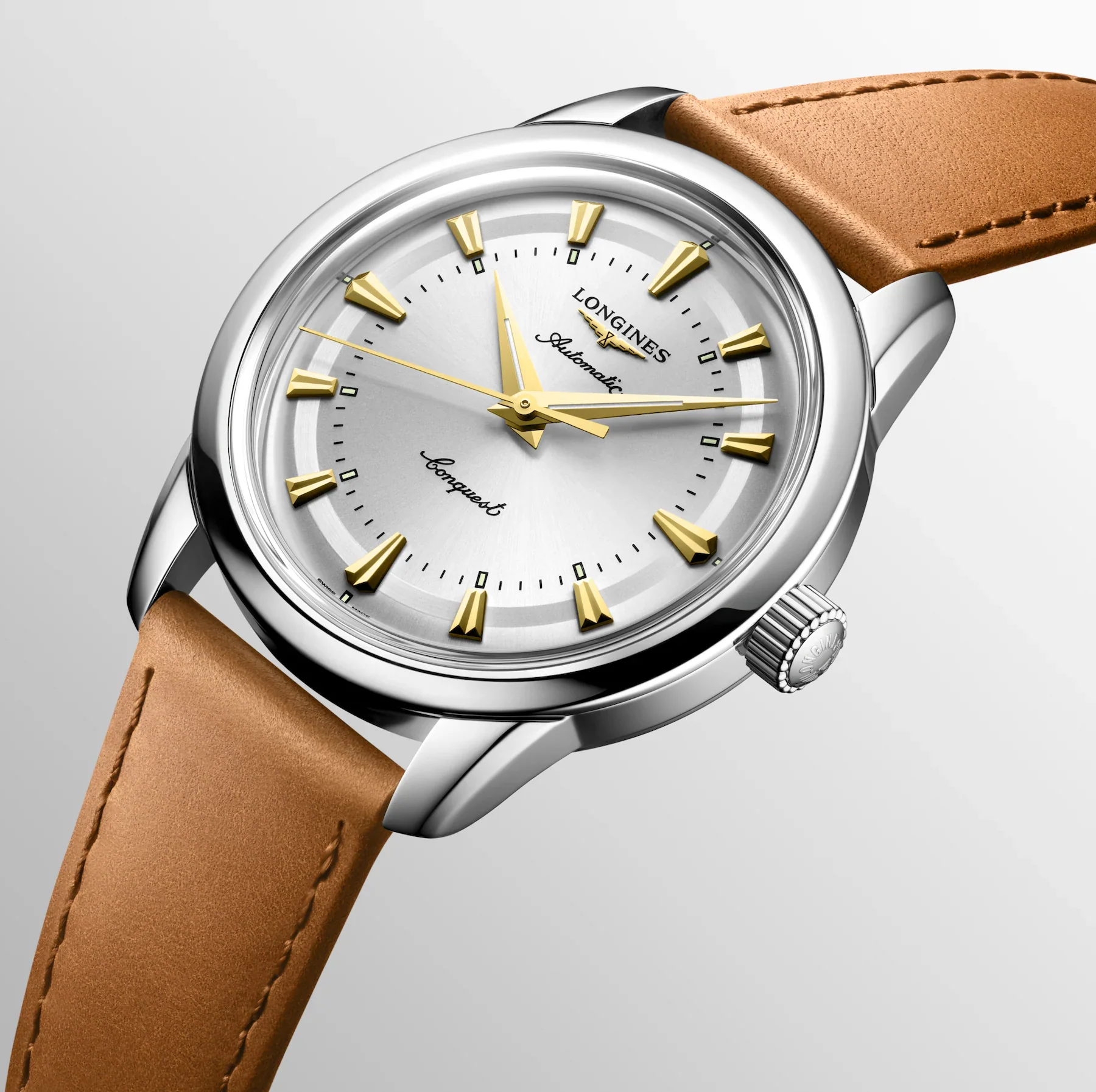 Longines Conquest Heritage 38mm Watch with Brown Leather Strap - Image 2