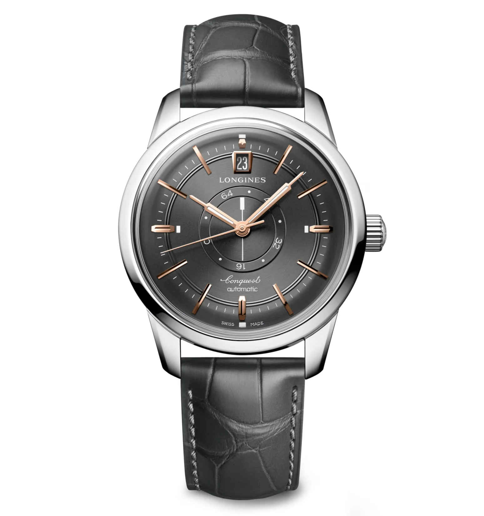 Longines Conquest Heritage Central Power Reserve 38mm Watch with Gray Dial